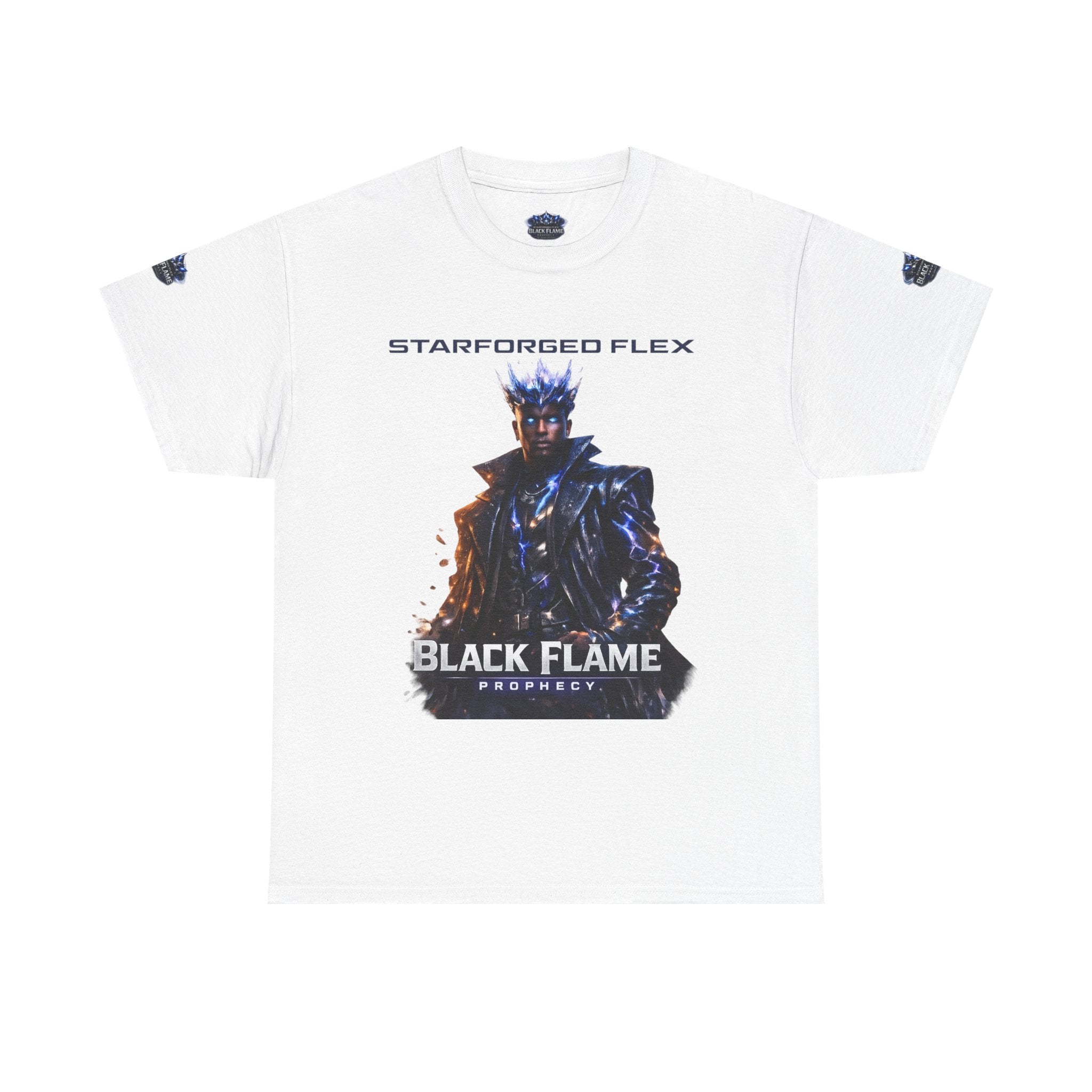 Black Flame Prophecy Graphic Tee — Dark Fantasy Sci-Fi T-Shirt | Power Runs Black by Printify