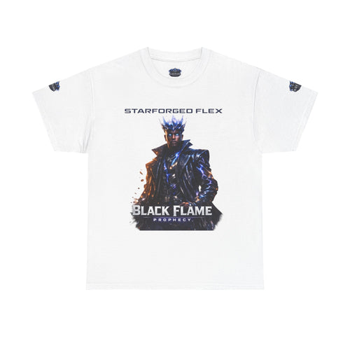 Black Flame Prophecy Graphic Tee — Dark Fantasy Sci-Fi T-Shirt | Power Runs Black by Printify