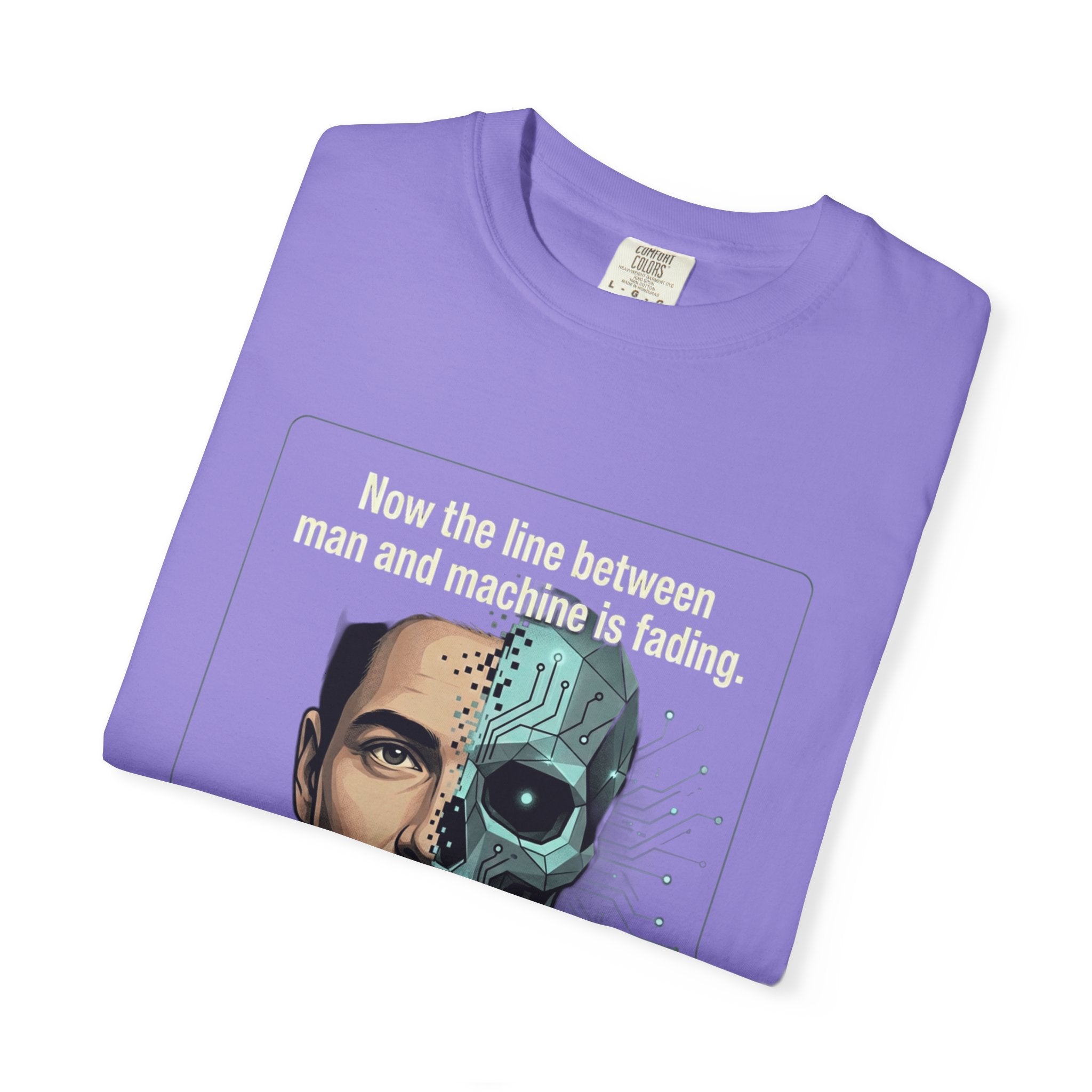 Power Runs Black AI Fusion Graphic T-Shirt — "The Core Age" Split Face Design by Power Runs Black
