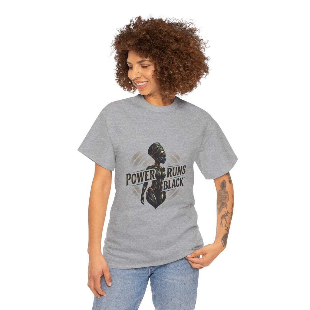 Power Runs Black Queen Goddess Graphics Tee by Printify