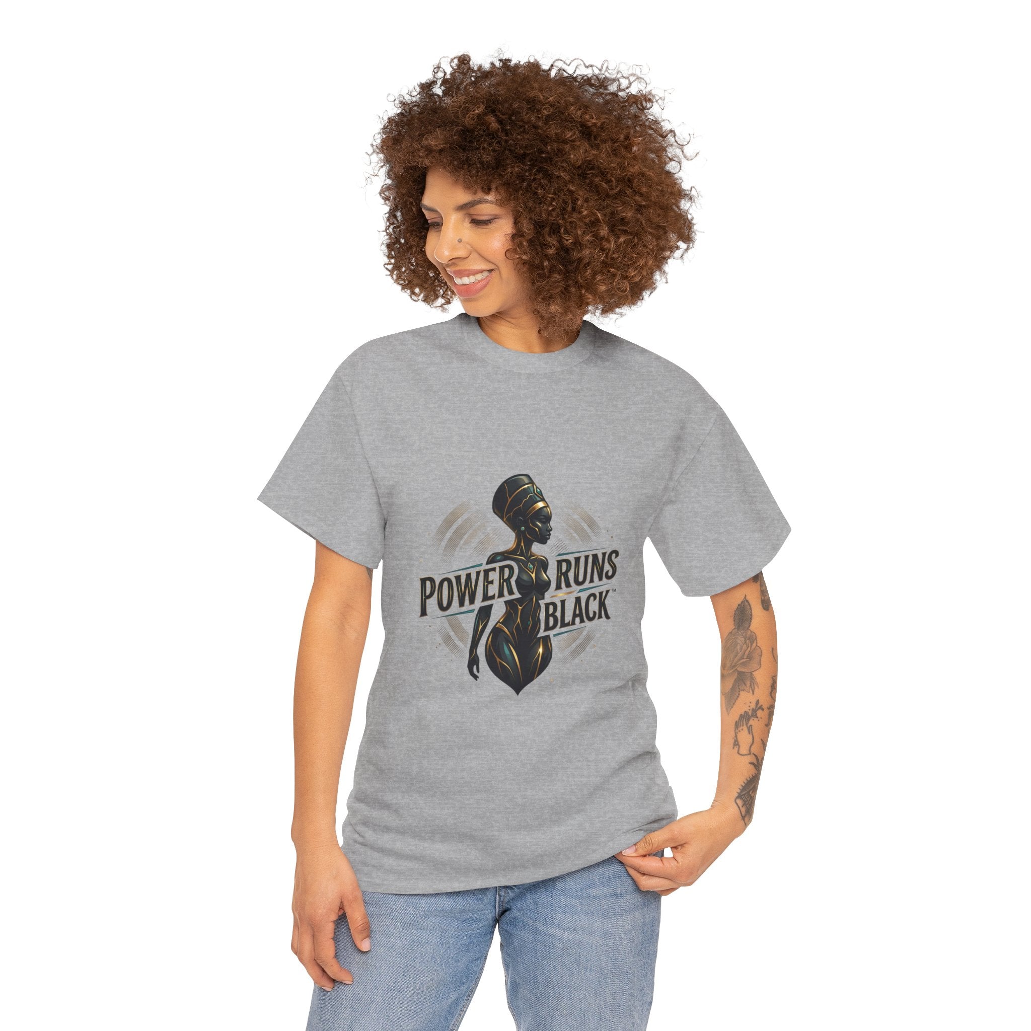 Power Runs Black Queen Goddess Graphics Tee by Printify