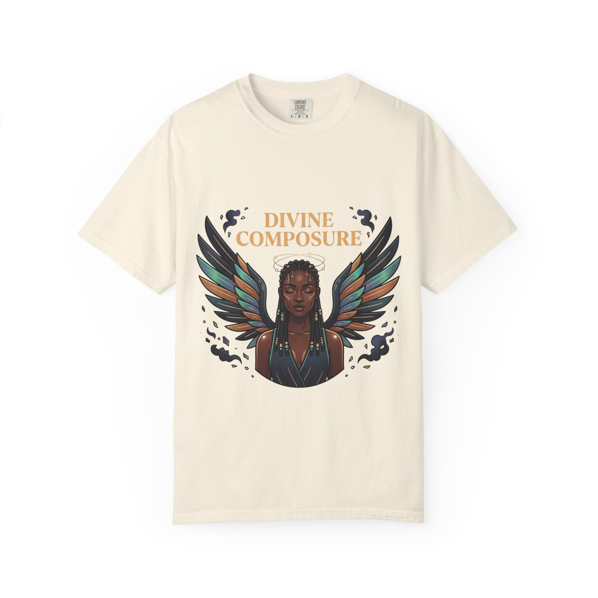 Power Runs Black Divine Composure T-Shirt — Angel Wing Graphic Tee by Printify