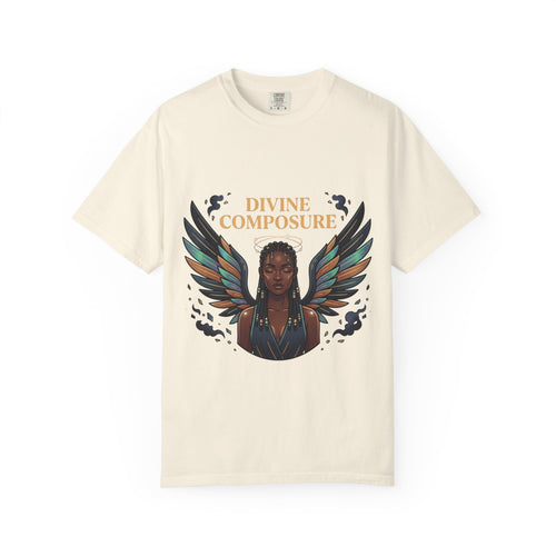 Power Runs Black Divine Composure T-Shirt — Angel Wing Graphic Tee by Printify