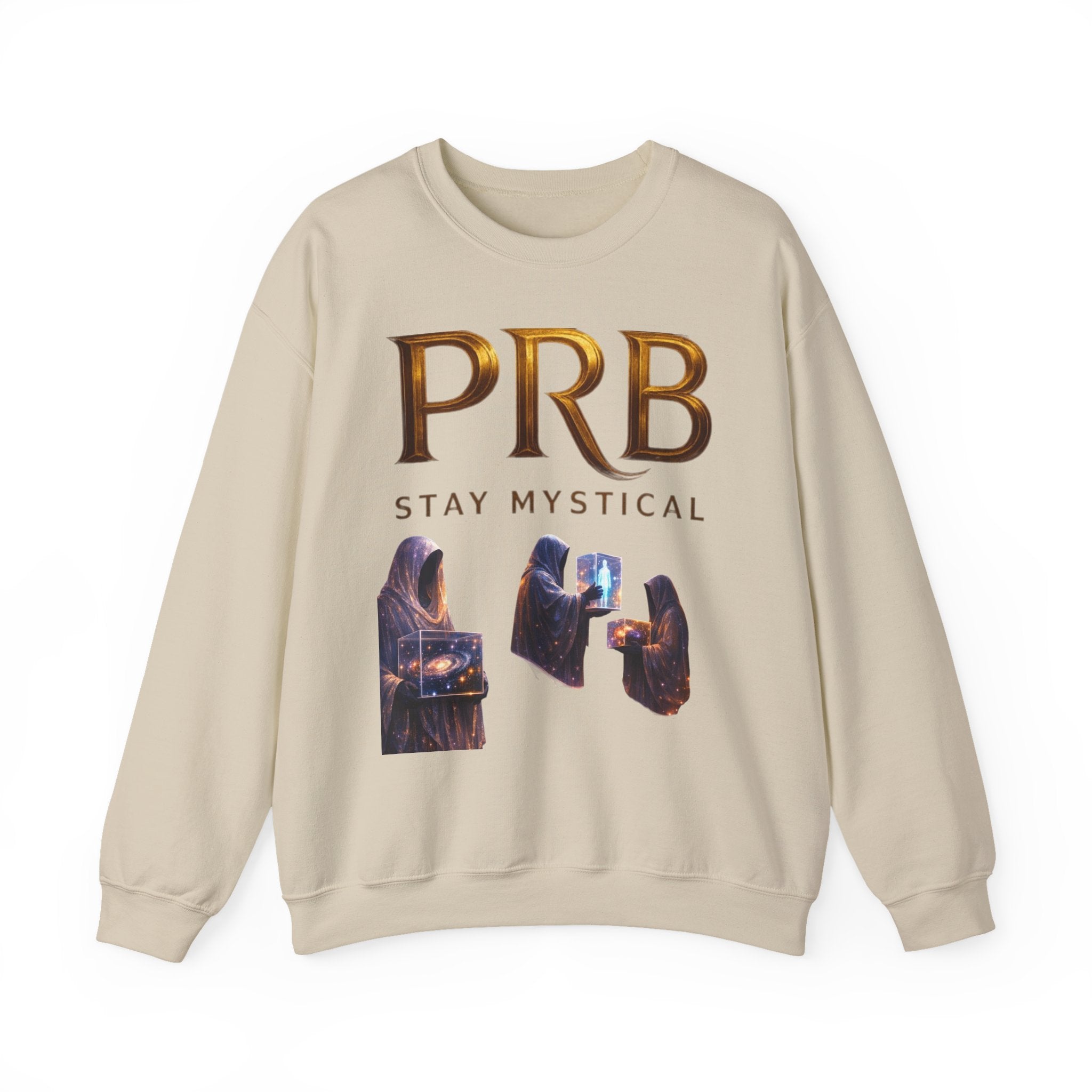 PRB Mystic Library Crewneck Sweatshirt — Cosmic Wizardry Art by Power Runs Black