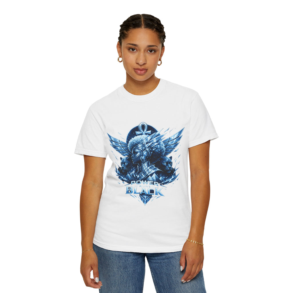 Power of Black Graphic T-Shirt — Egyptian Ankh Warrior Design by Power Runs Black