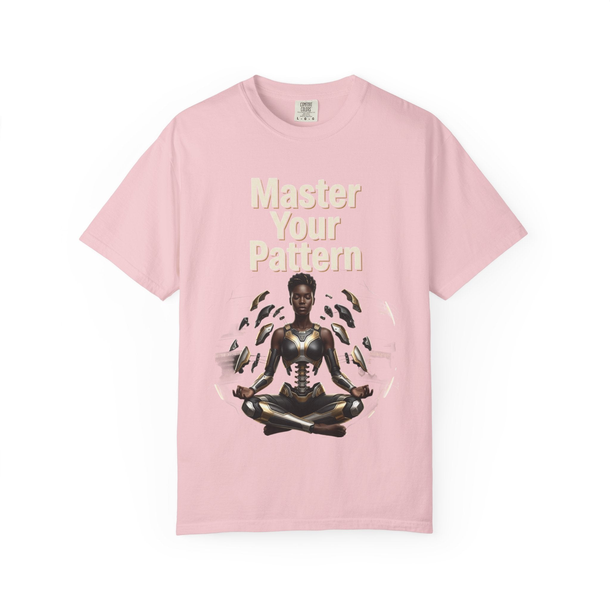 Printify PRB Master Your Pattern T-Shirt | Meditative Black Figure, Gold Accents - T-Shirt