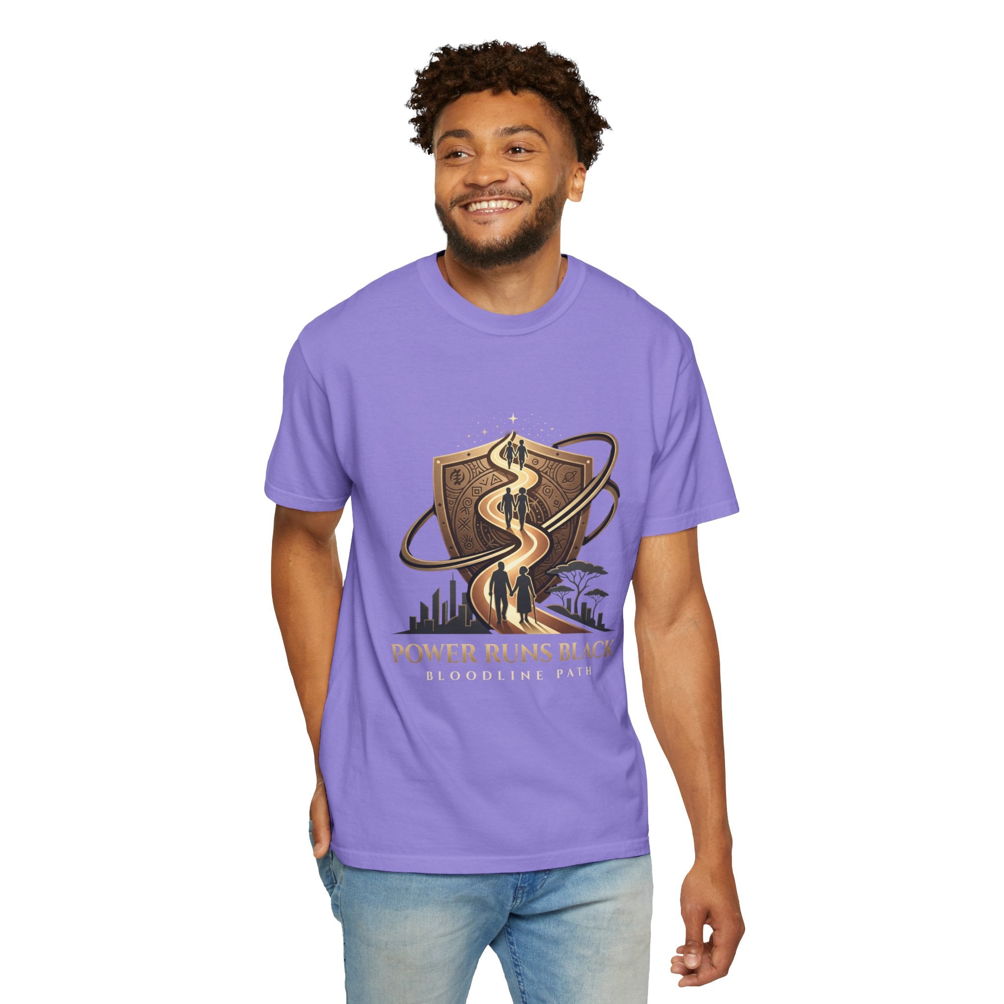 PRB Shield City Skyline Graphic T-Shirt | Serpent Emblem Streetwear Tee by Printify