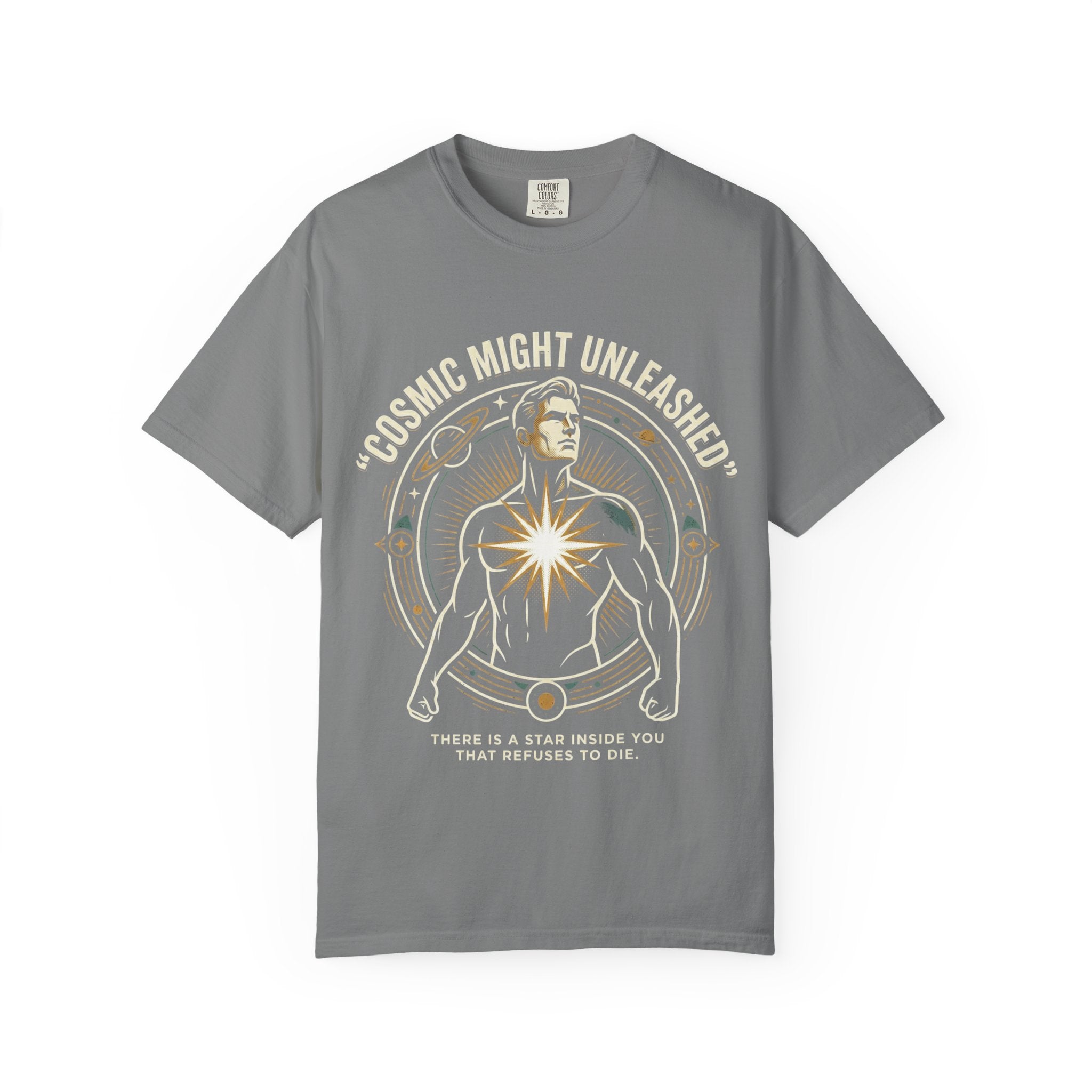 PRB Starforged Flex Cosmic Might Unleashed T-Shirt — Astral Hero Graphic Tee by Power Runs Black