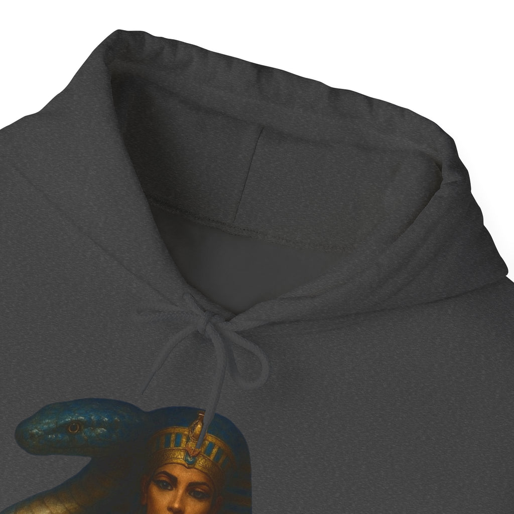PRB Egyptian Goddess Portrait Hoodie | Serpent Headdress, Ancient Queen Art by Power Runs Black