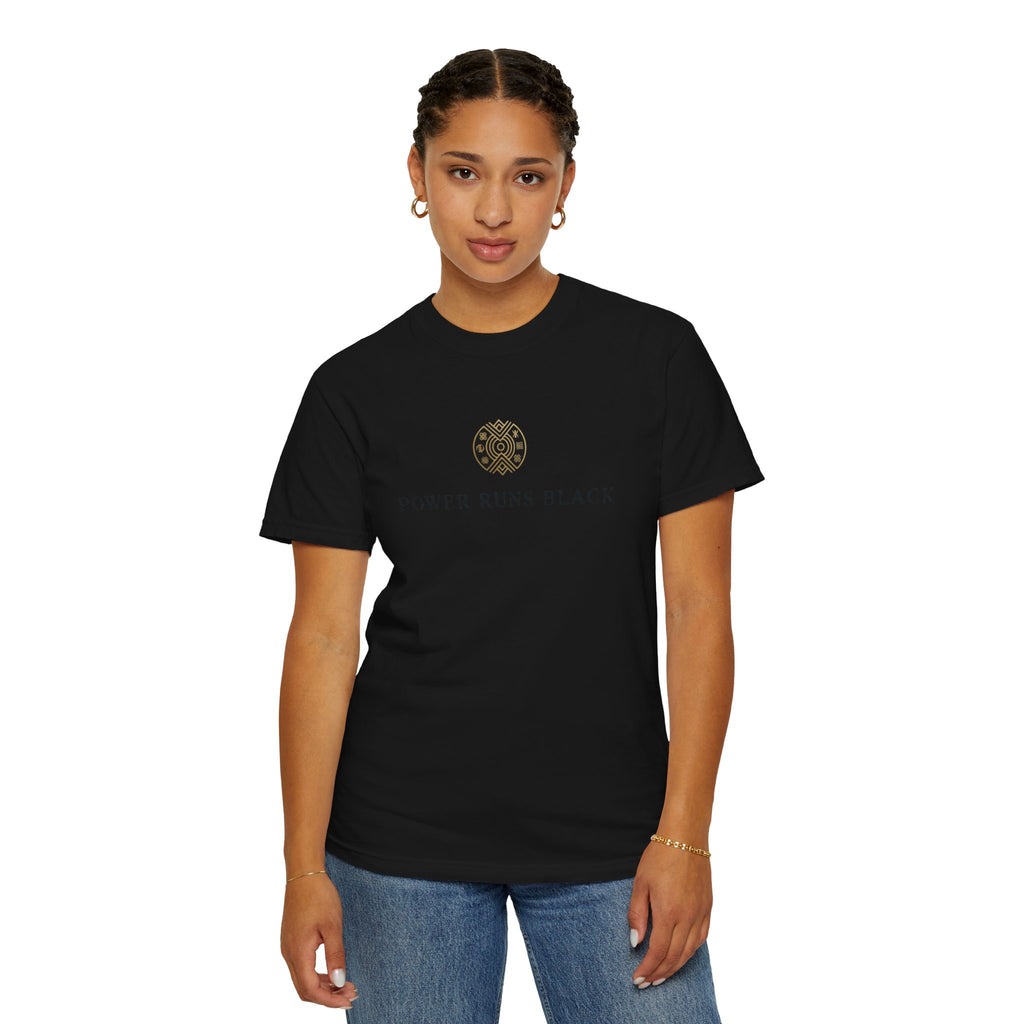 Power Runs Black PRB Graphic T-Shirt — Minimal Emblem Tee by Power Runs Black