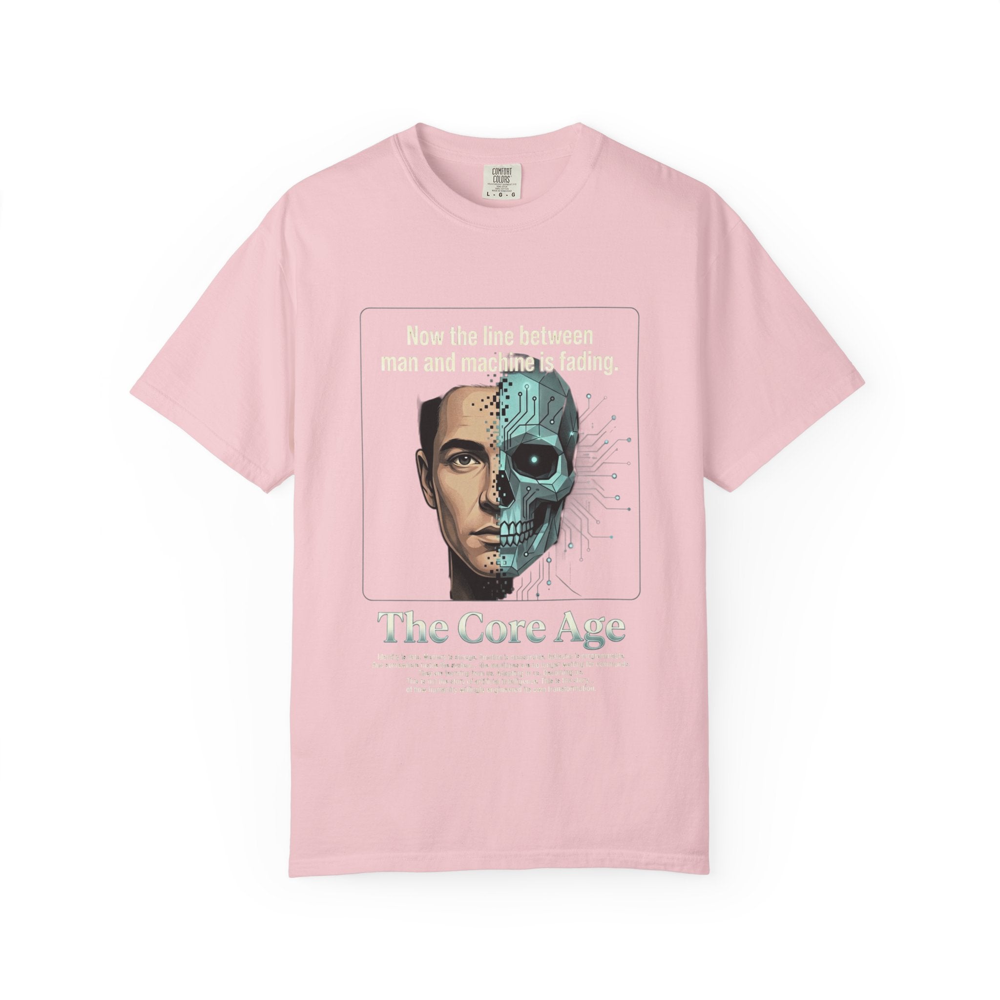 Power Runs Black AI Fusion Graphic T-Shirt — "The Core Age" Split Face Design by Power Runs Black