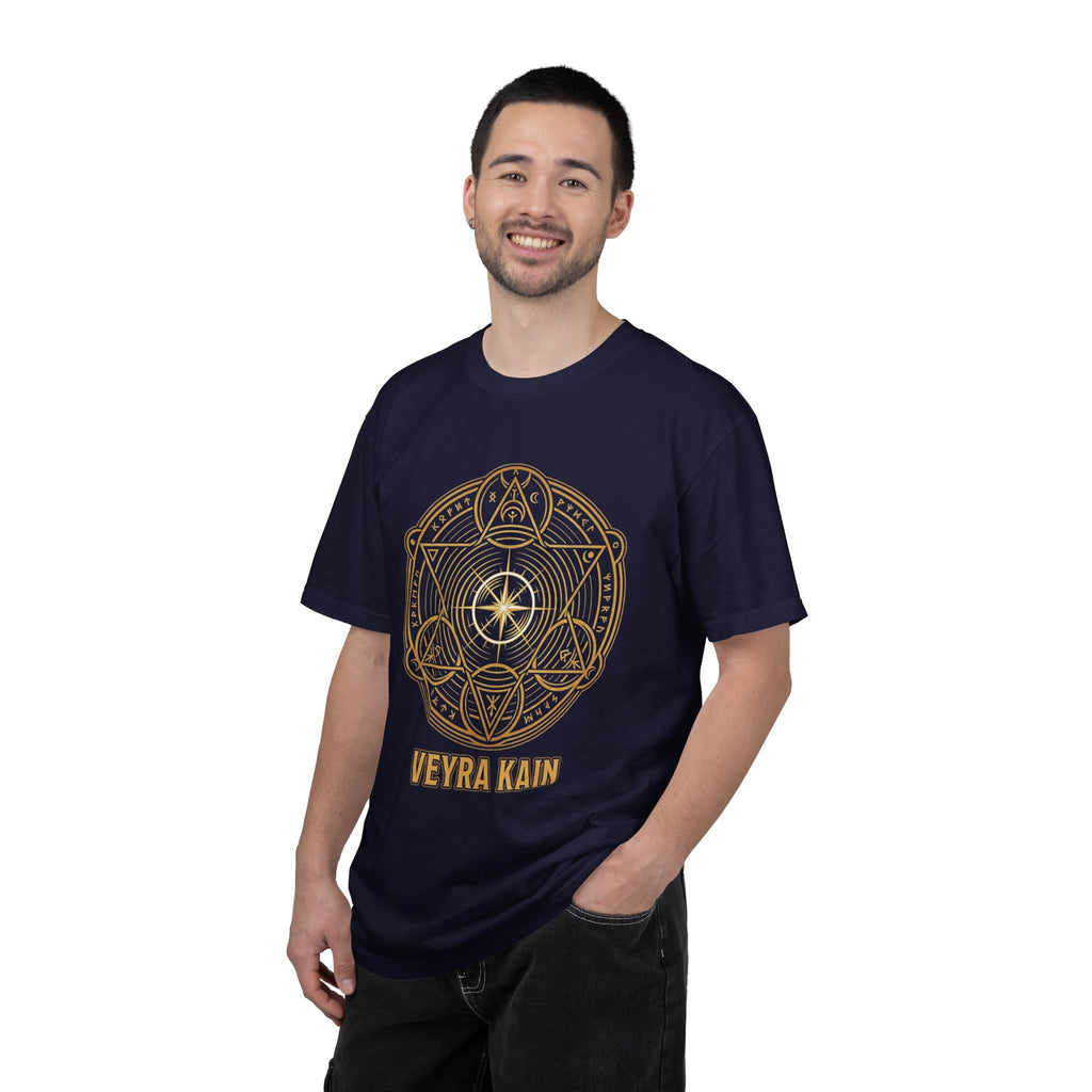 Power Runs Black PRB — Veyra Kain Geometric Sigil Tee with “Too Much Becomes Ruin” Graphic T-Shirt by Printify