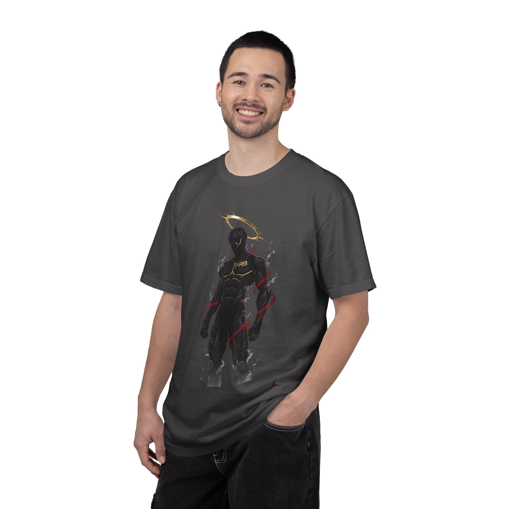 PRB Shadow Hero Graphic T-Shirt — Haloed Vigilante Illustration by Printify