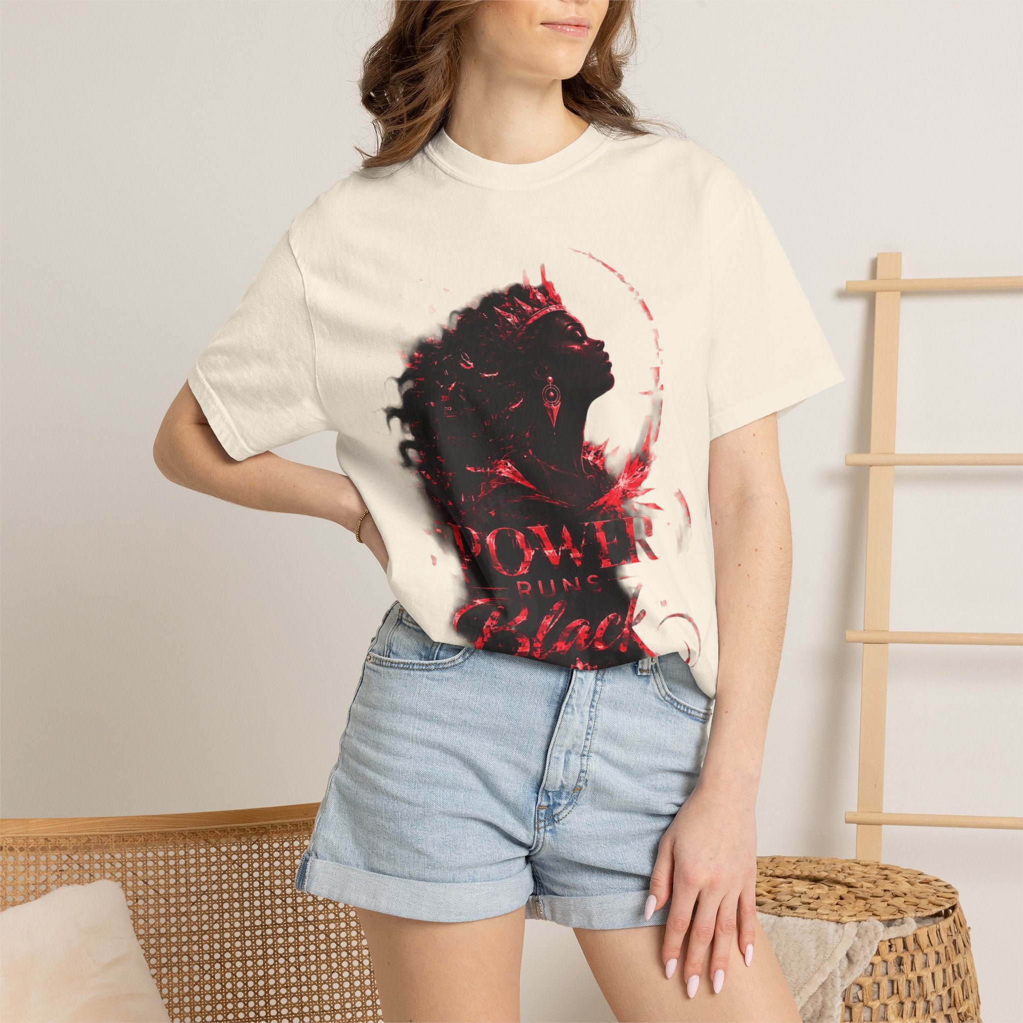 Power Runs Black Crown T-Shirt | Gothic Silhouette Artwork by Power Runs Black