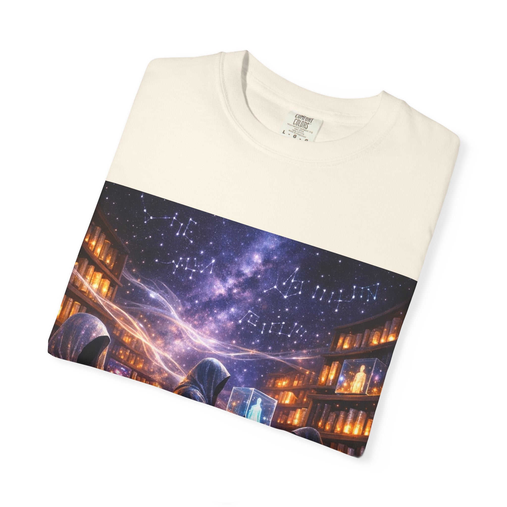 PRB Mystic Library Wizards T-Shirt — Cosmic Sorcerer Art Tee by Power Runs Black