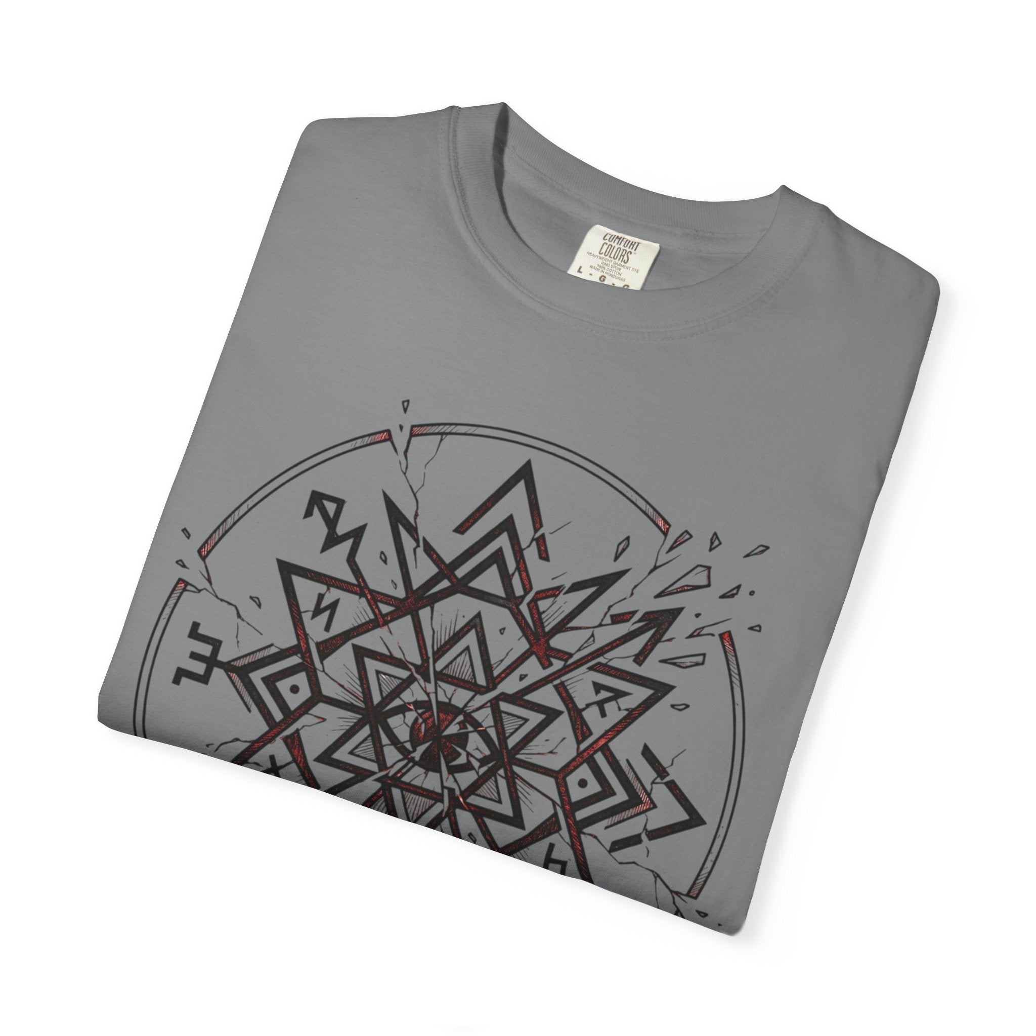 Power Runs Black PRB Eryx Tal Geometric Mandala T-Shirt — Symmetric Star Graphic Tee by Printify