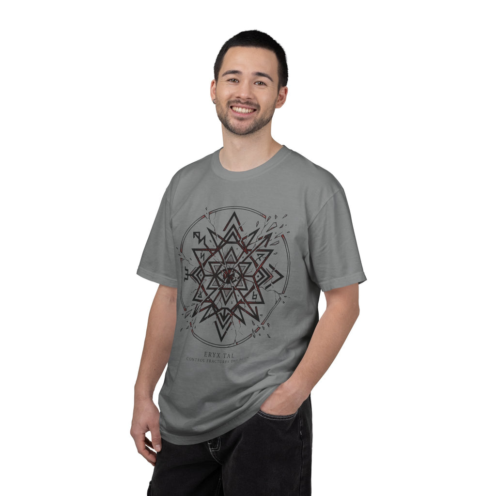 Power Runs Black PRB Eryx Tal Geometric Mandala T-Shirt — Symmetric Star Graphic Tee by Power Runs Black