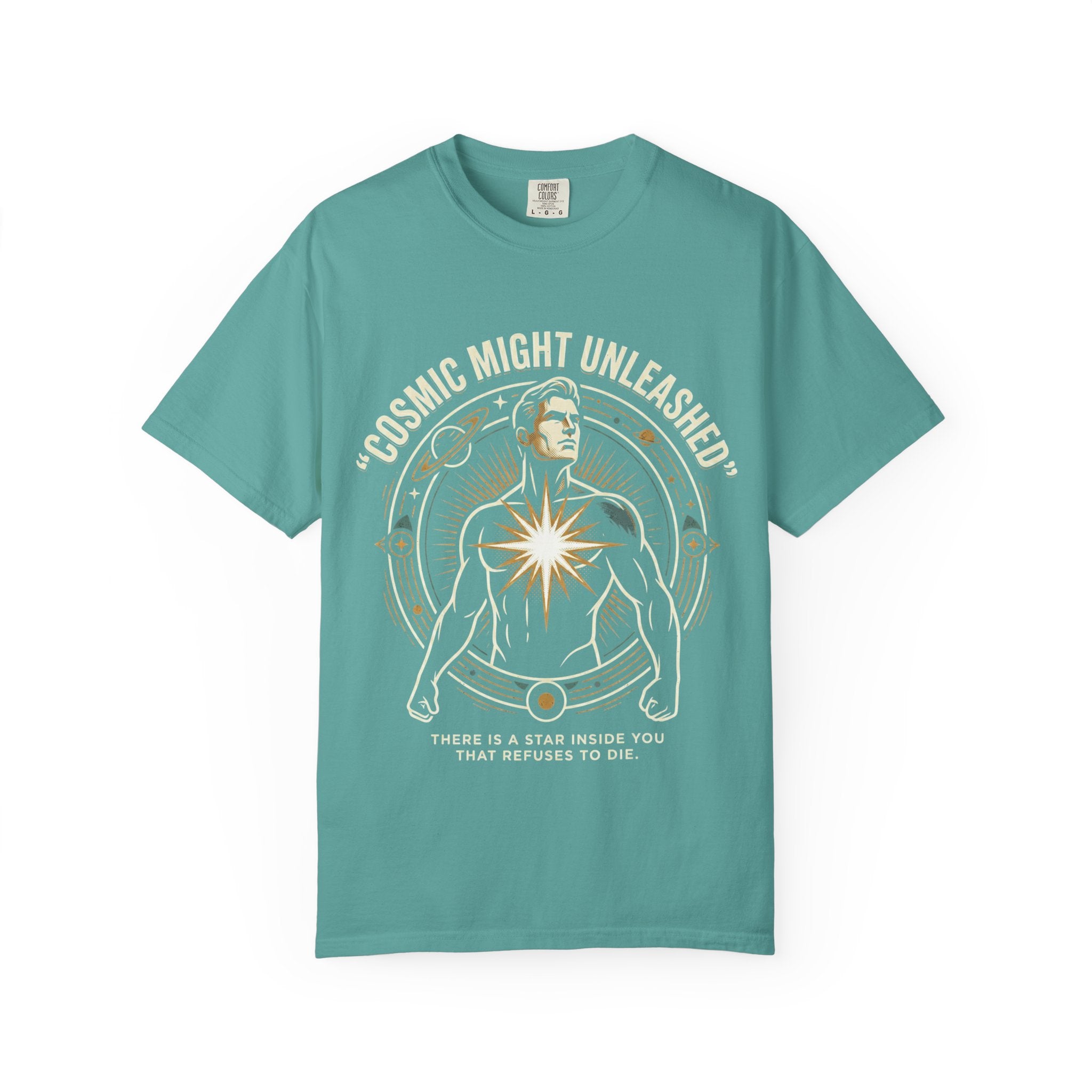 PRB Starforged Flex Cosmic Might Unleashed T-Shirt — Astral Hero Graphic Tee by Power Runs Black