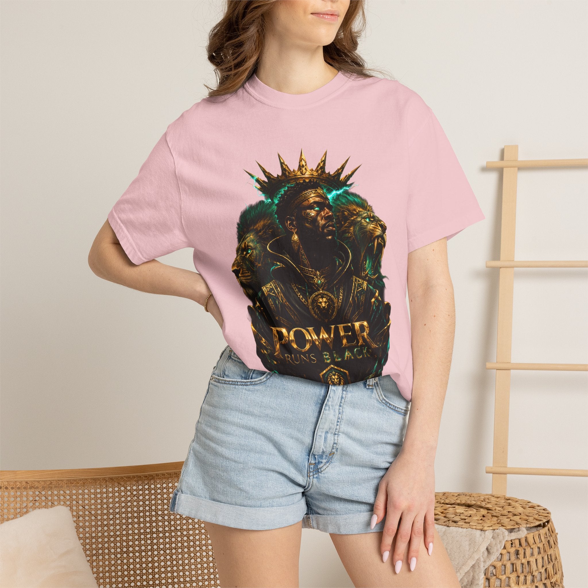 Power Runs Black PRB Green Angel Graphics Tee by Power Runs Black