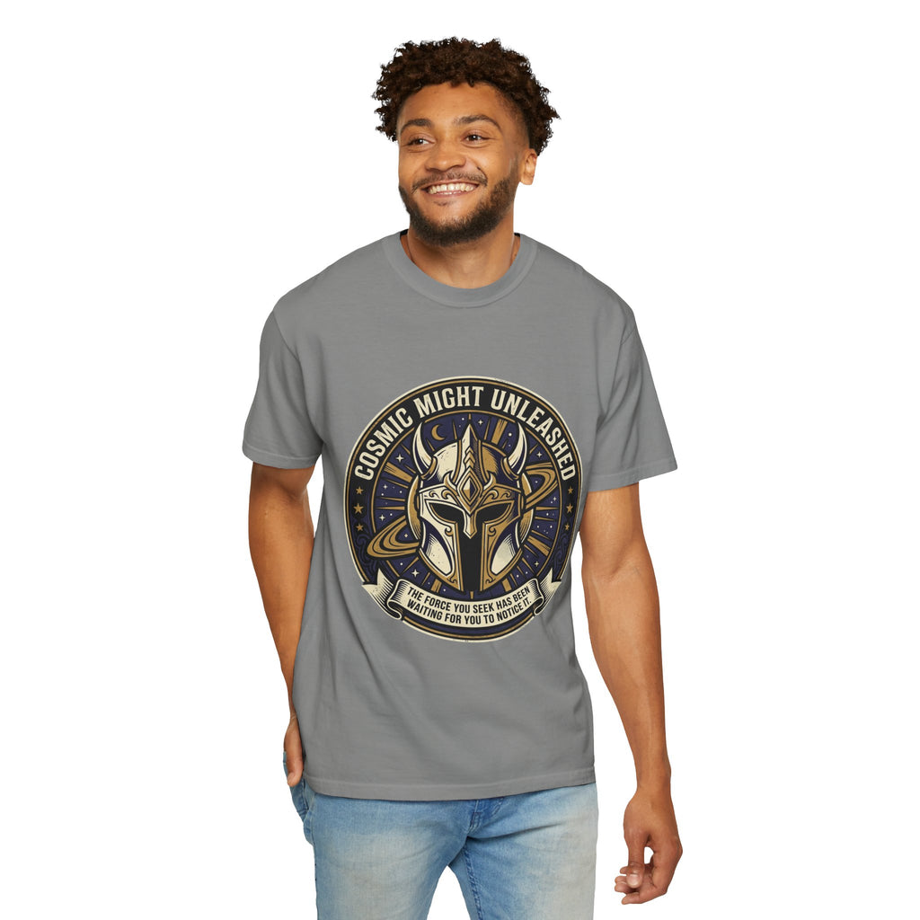 PRB Starforged Flex Cosmic Might Unleashed T-Shirt — Mythic Helmet Graphic Tee by Power Runs Black