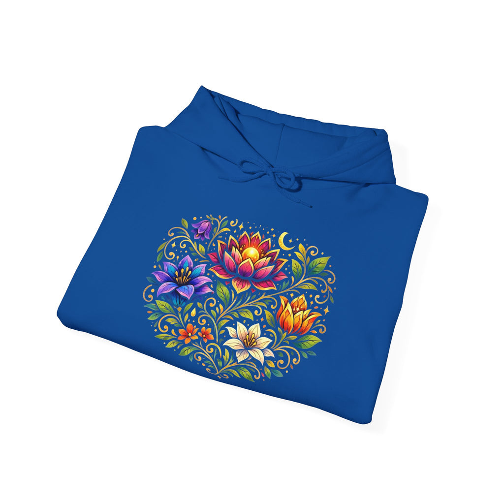 Pretty Rich Bitch by PRB Colorful Floral Lotus Bouquet Hoodie | Watercolor Flower Mandala Sweatshirt by Power Runs Black