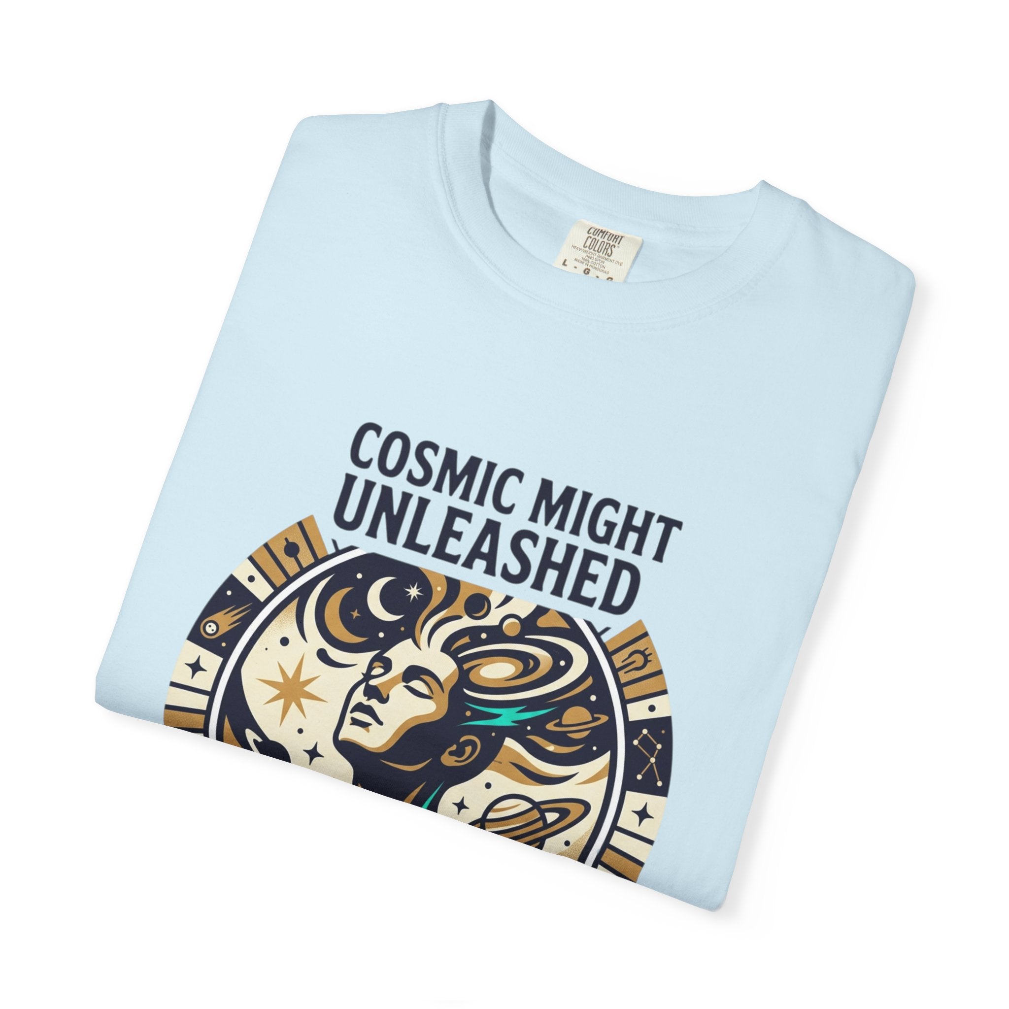 PRB Starforged Flex Cosmic Might Unleashed Graphic T-Shirt — Celestial Stag Astrology Tee by Power Runs Black