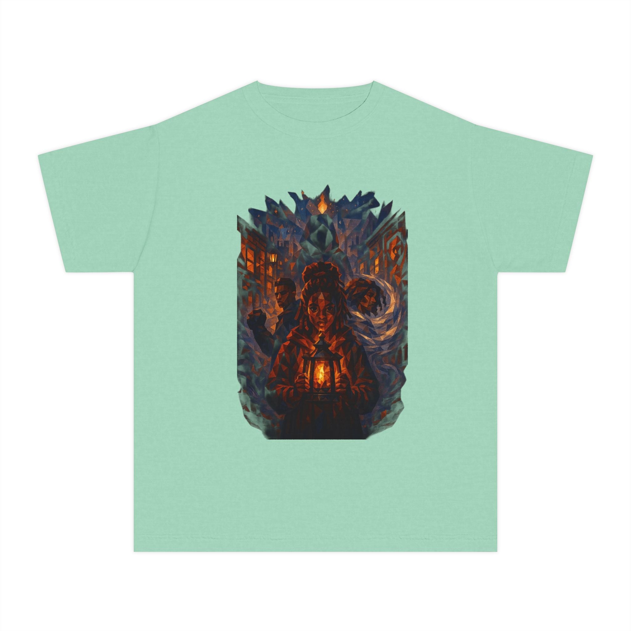 PRB Kids' Haunted Lantern Fantasy Forest Graphic Tee | Youth T-Shirt by Power Runs Black