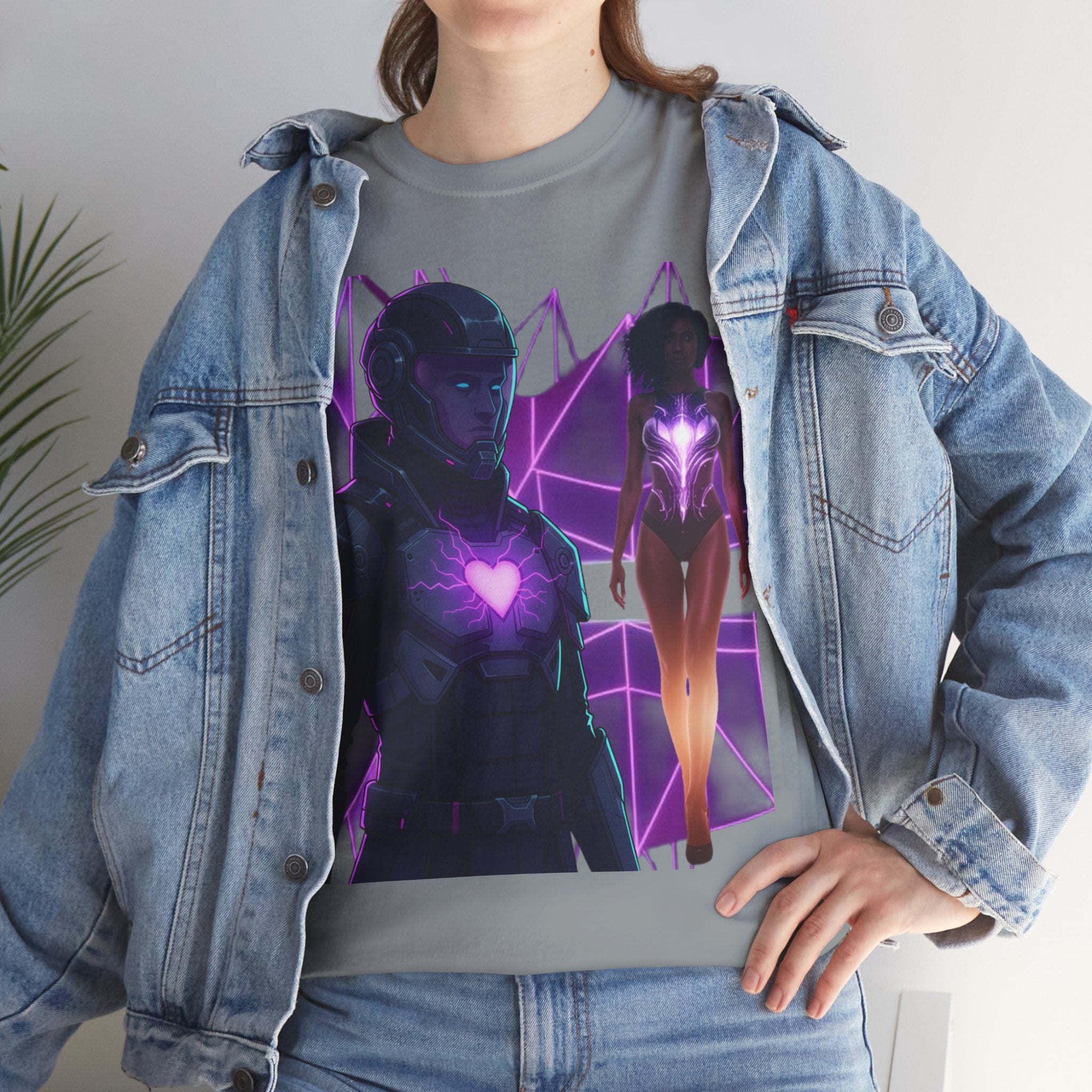 Power Run Black PRB Pretty Rich Bitch The Collection Purple Heart Cyberpunk Knight T-Shirt | Futuristic Armor Sci‑Fi Tee by Printify