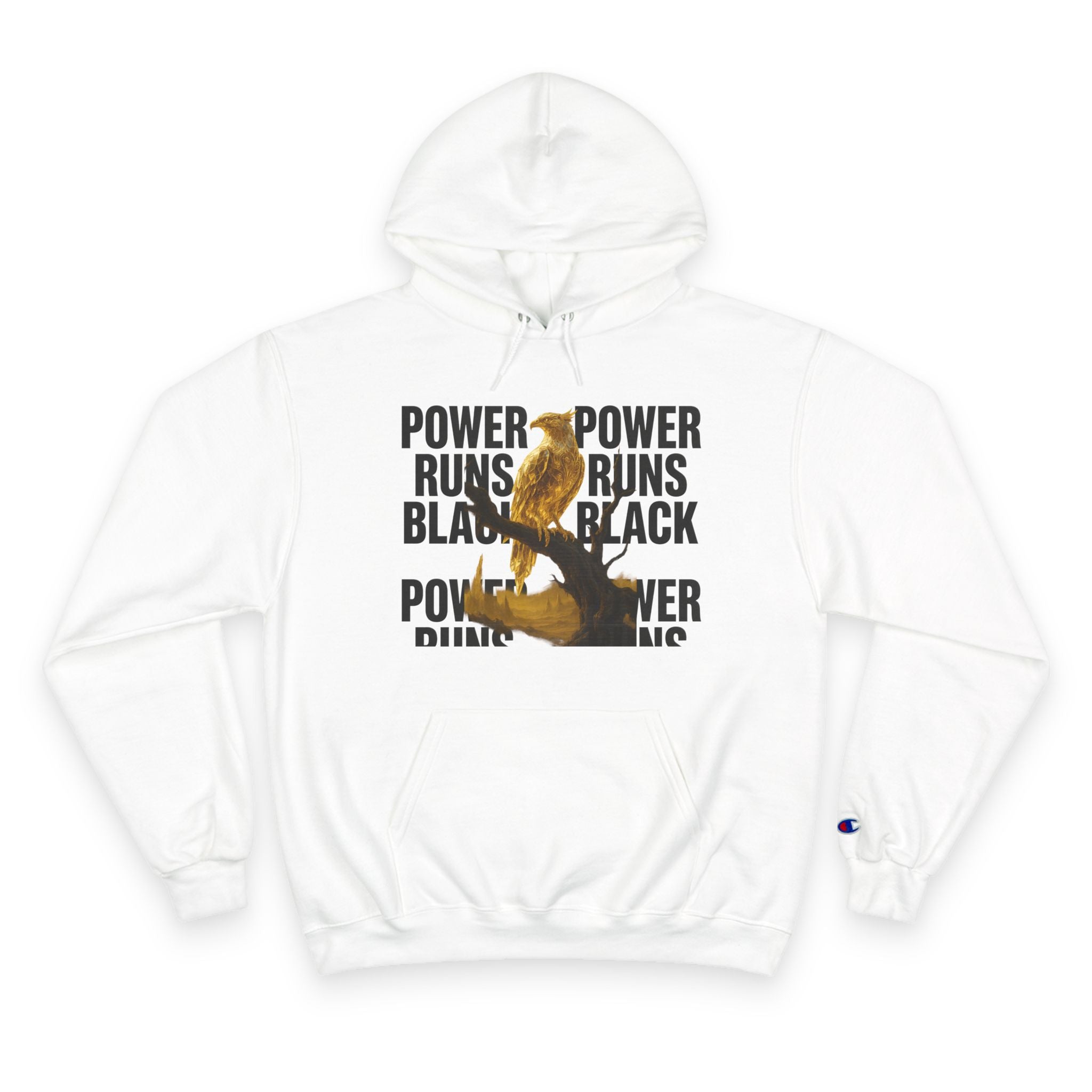 PRB Champion Hoodie — 'Power Runs Black' Golden Bird Graphic Pullover by Power Runs Black