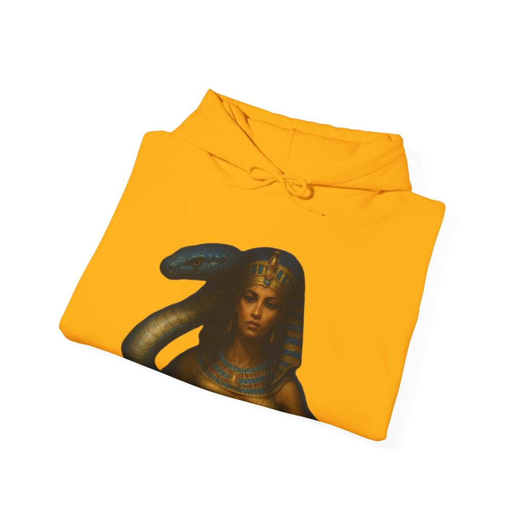 PRB Egyptian Goddess Portrait Hoodie | Serpent Headdress, Ancient Queen Art by Power Runs Black