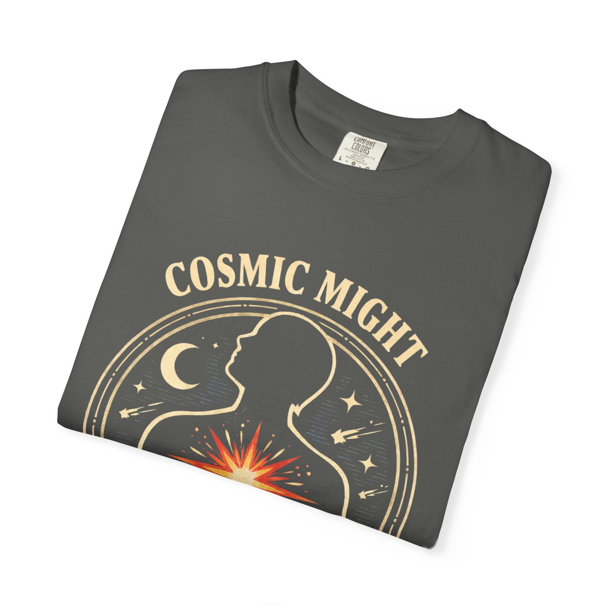 PRB Starforged Flex Cosmic Might T-Shirt — "Unleashed" Astral Heart Graphic Tee by Power Runs Black
