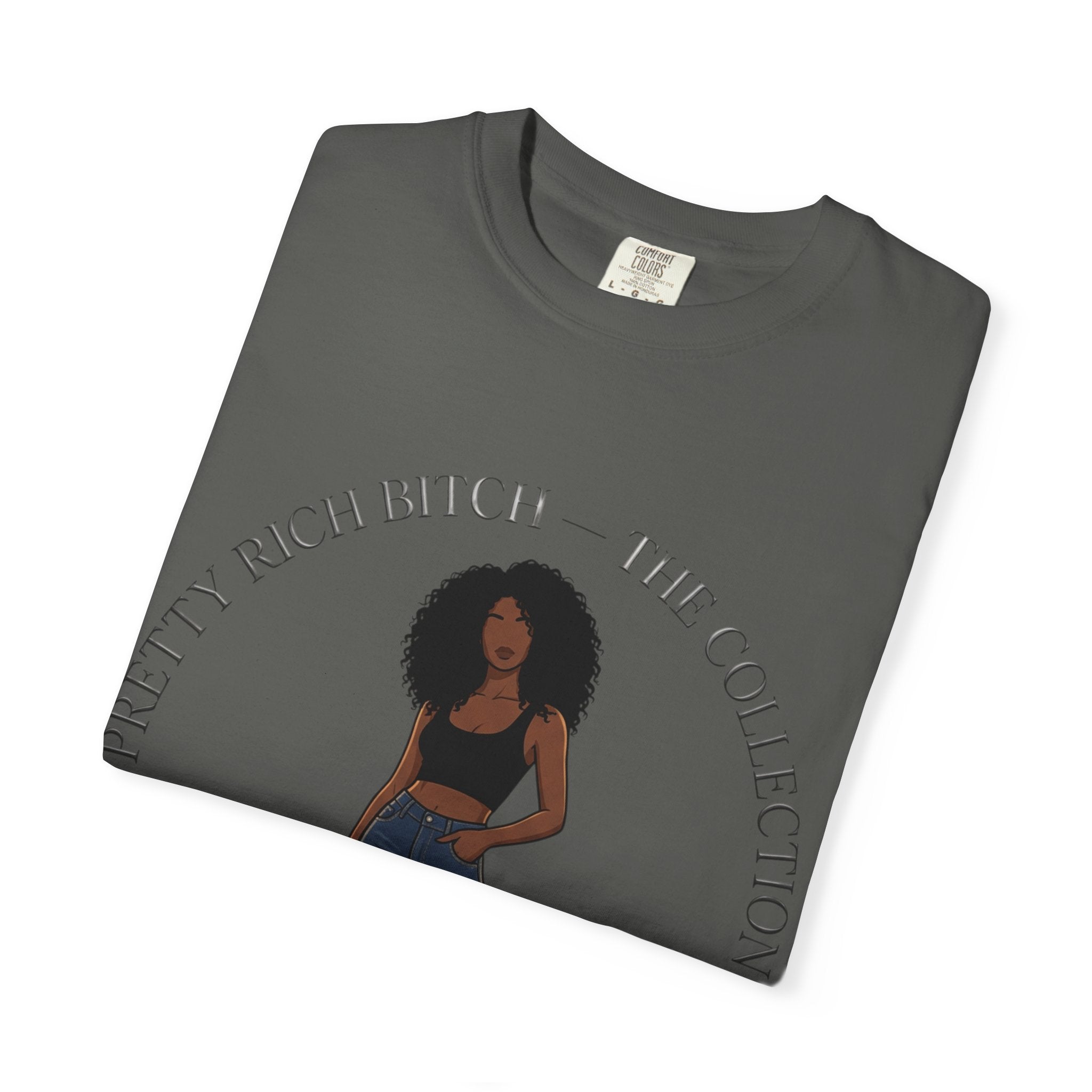 Pretty Rich Bitch The Collection by PRB Graphic Tee (Afro Curly Woman) by Power Runs Black