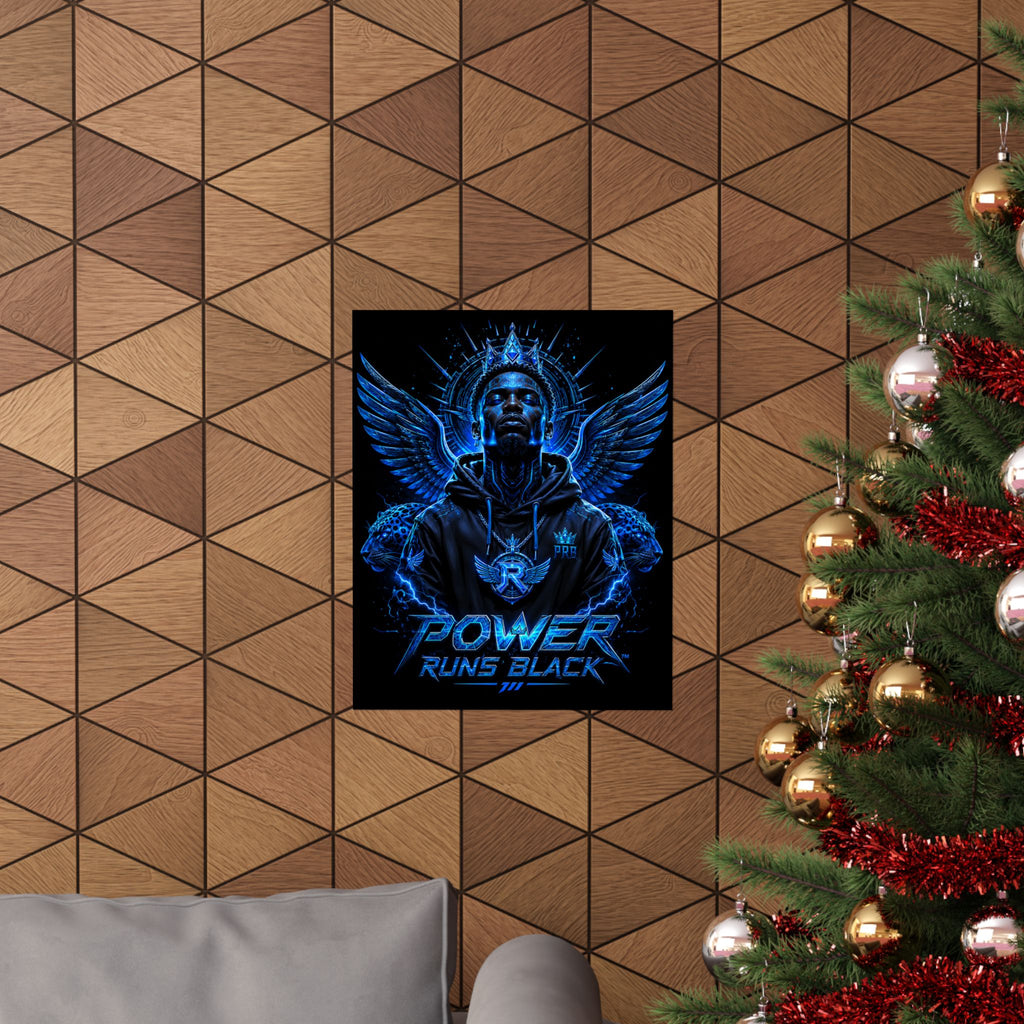 Power Runs Black Matte Poster — Urban Angel Portrait Wall Art by Power Runs Black