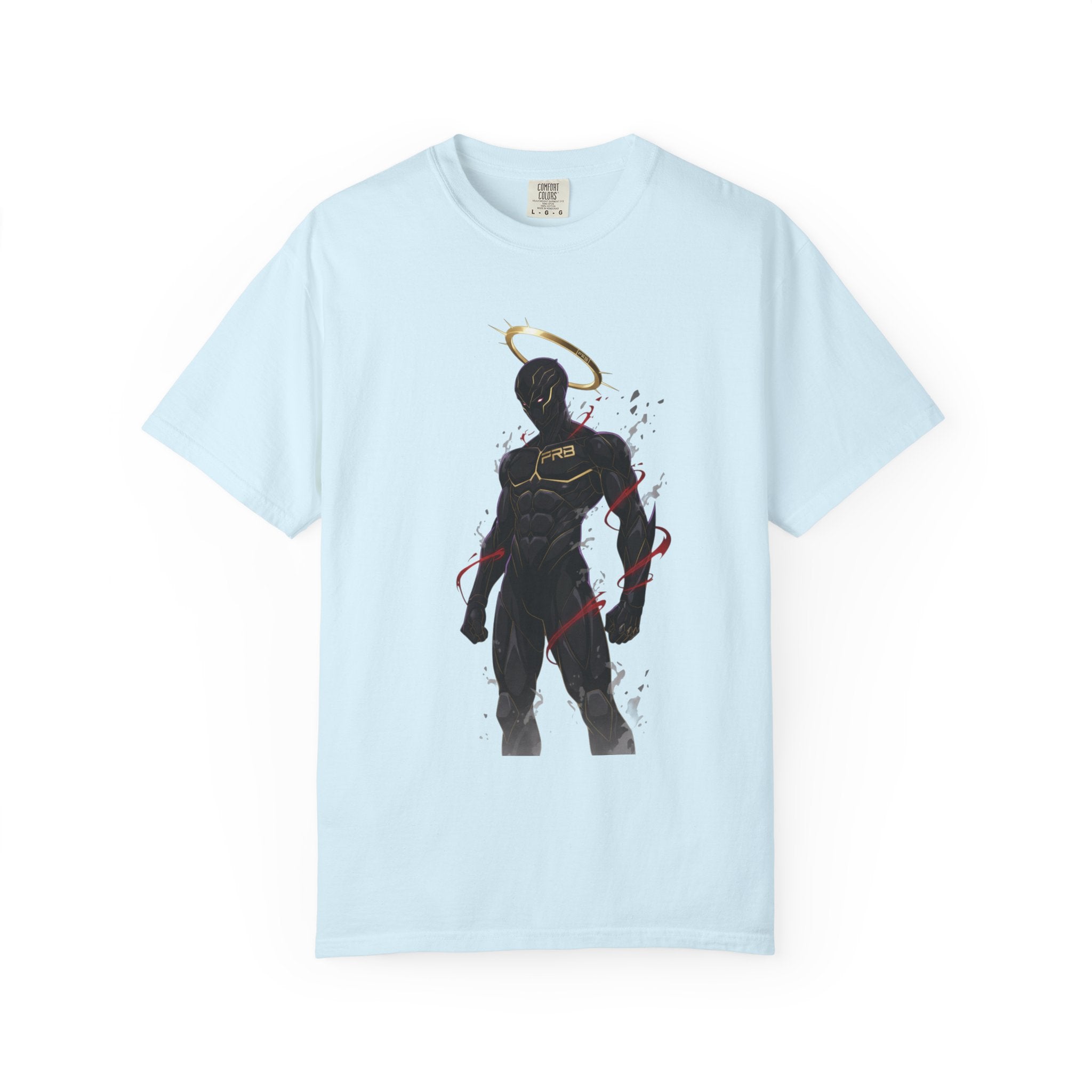 PRB Shadow Hero Graphic T-Shirt — Haloed Vigilante Illustration by Printify