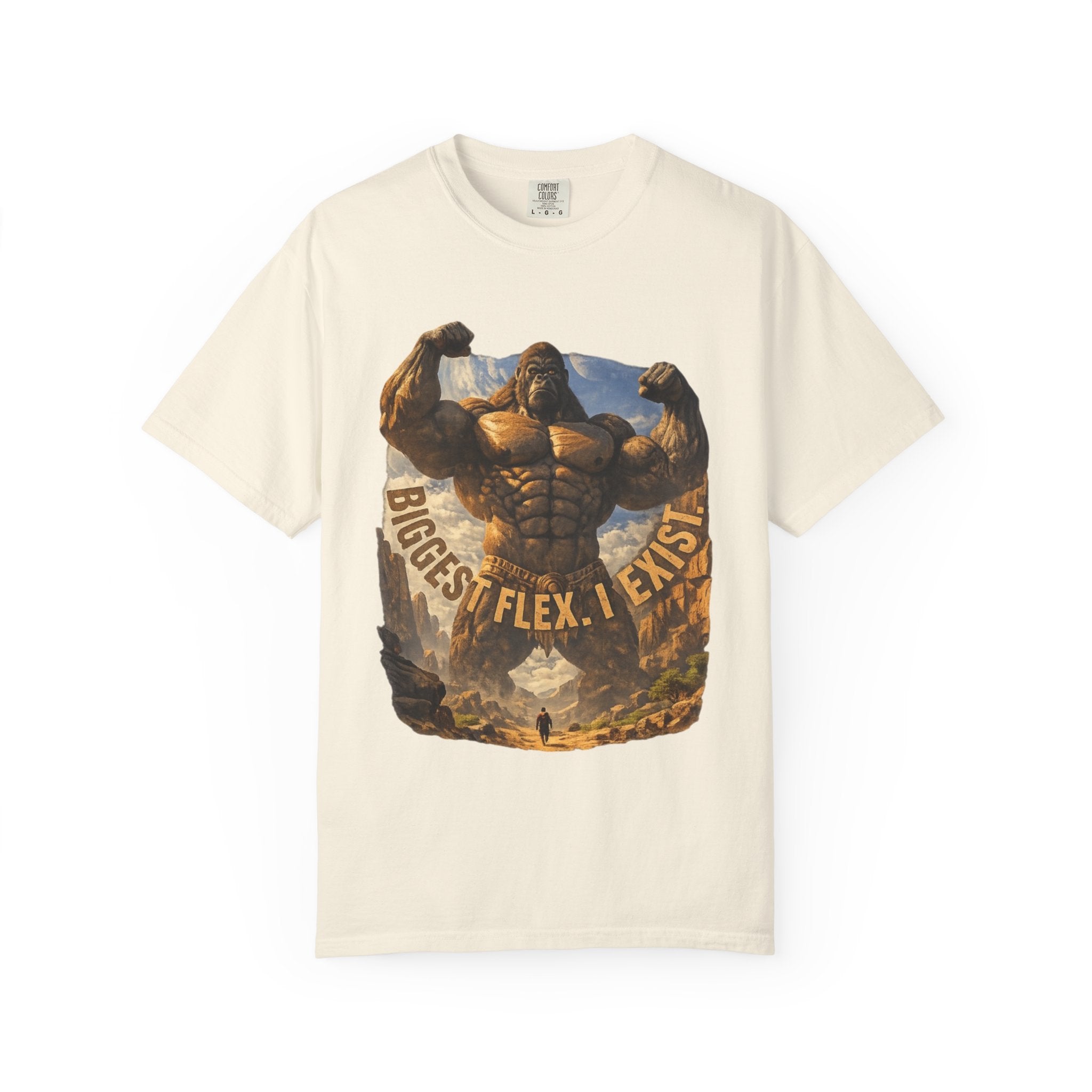 PRB Biggest Flex I Exist T-Shirt — Funny Muscle Gorilla Graphic Tee by Power Runs Black