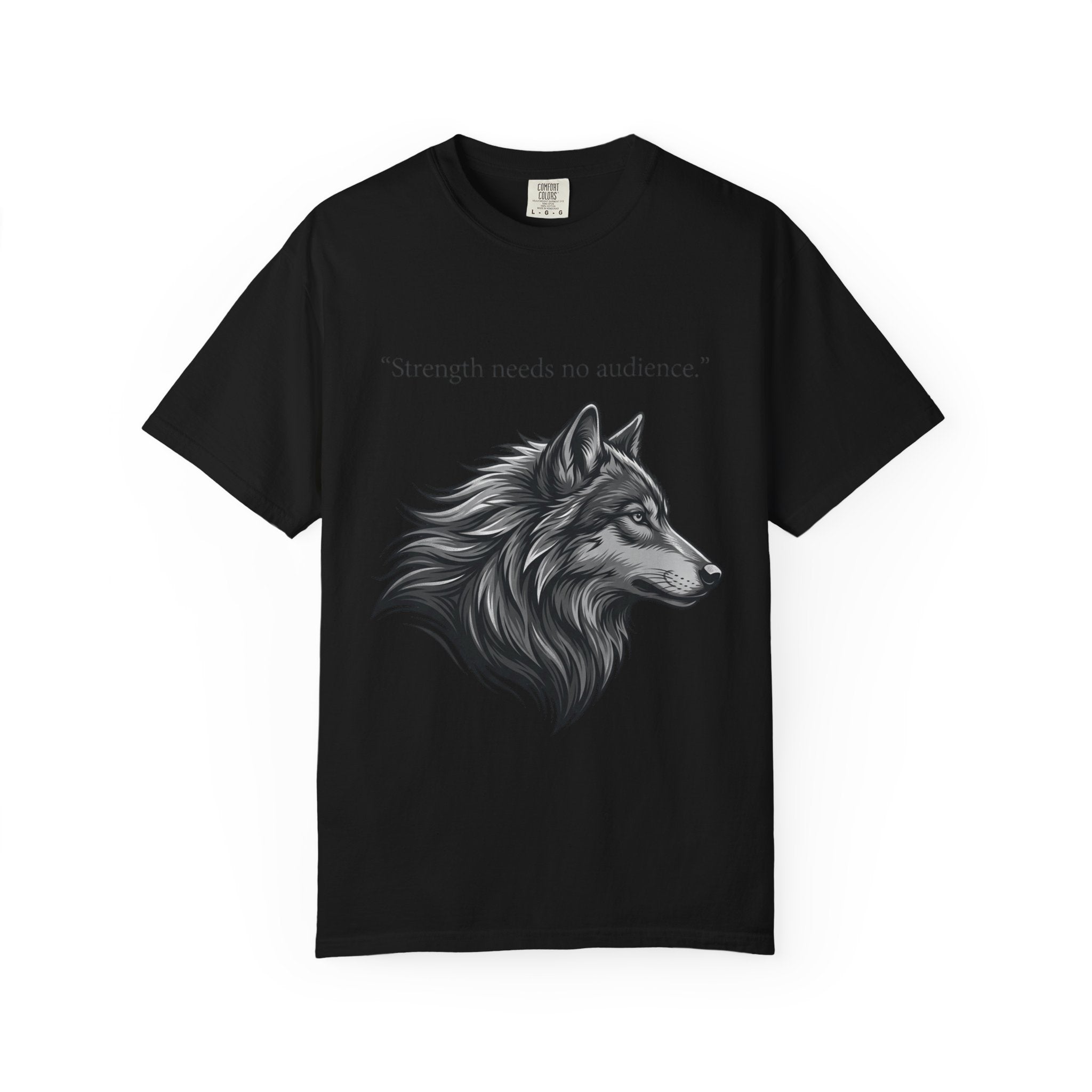PRB Wolf Head T-Shirt — "Strength needs no audience" Inspirational Graphic Tee by Printify