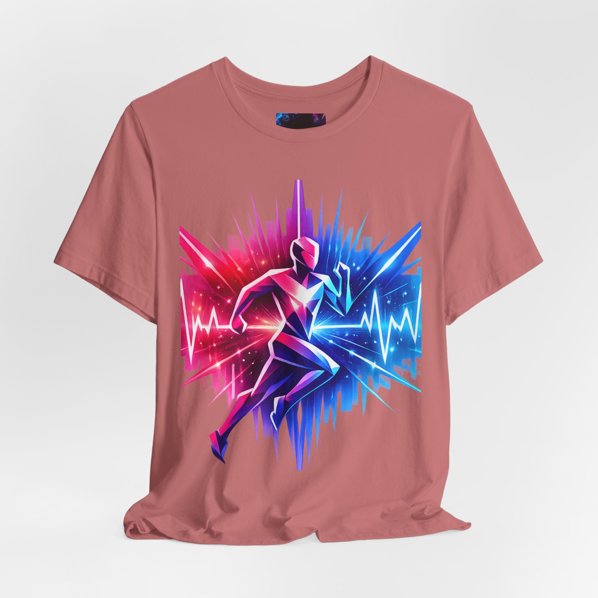 Power Runs Black PRB Running Pulse Graphic Tee — Neon Runner Heartbeat Sports T‑Shirt by Power Runs Black