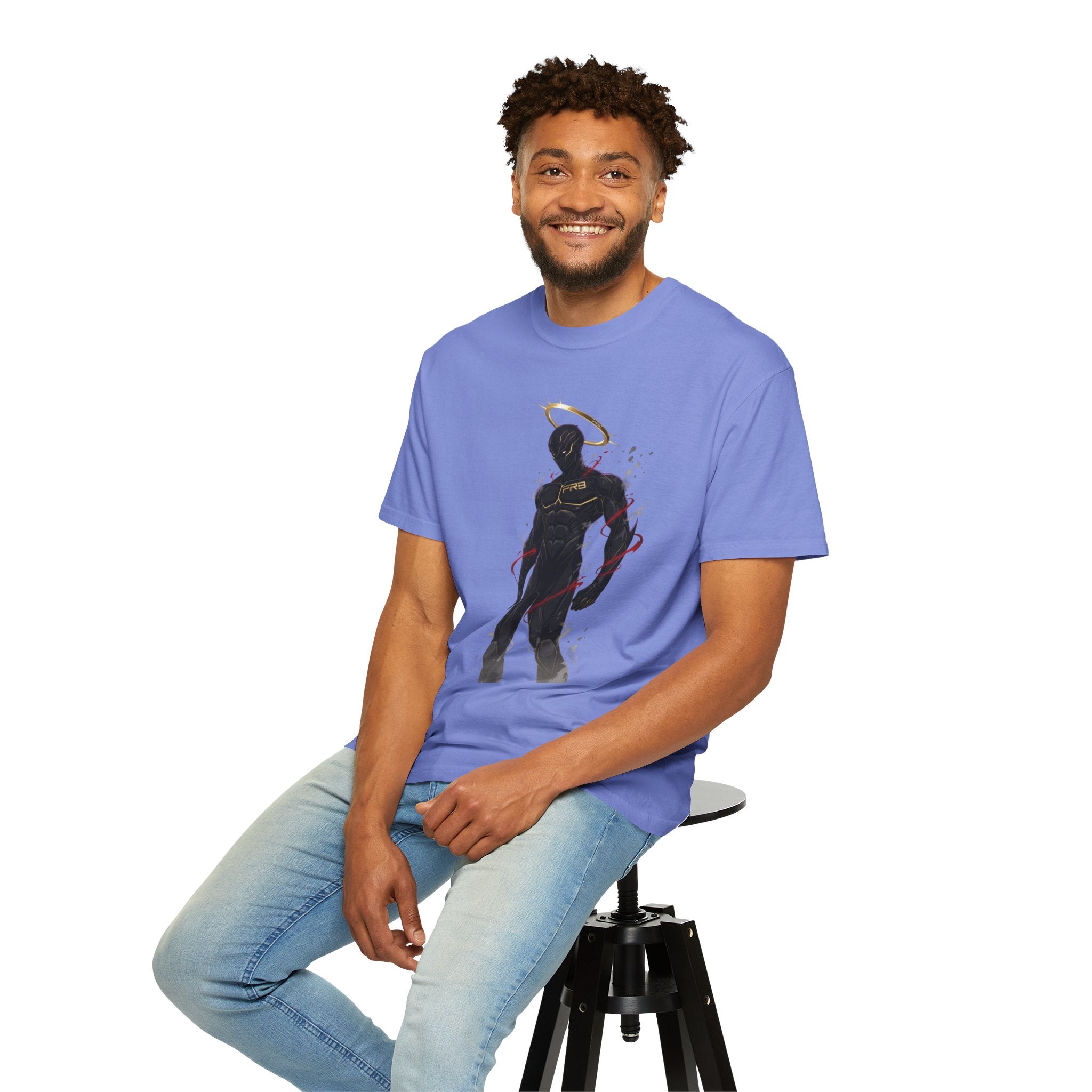 PRB Shadow Hero Graphic T-Shirt — Haloed Vigilante Illustration by Power Runs Black