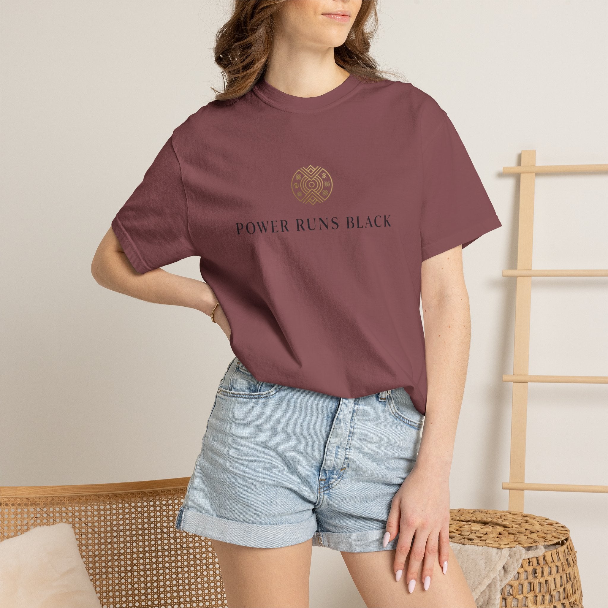 Power Runs Black PRB Graphic T-Shirt — Minimal Emblem Tee by Power Runs Black
