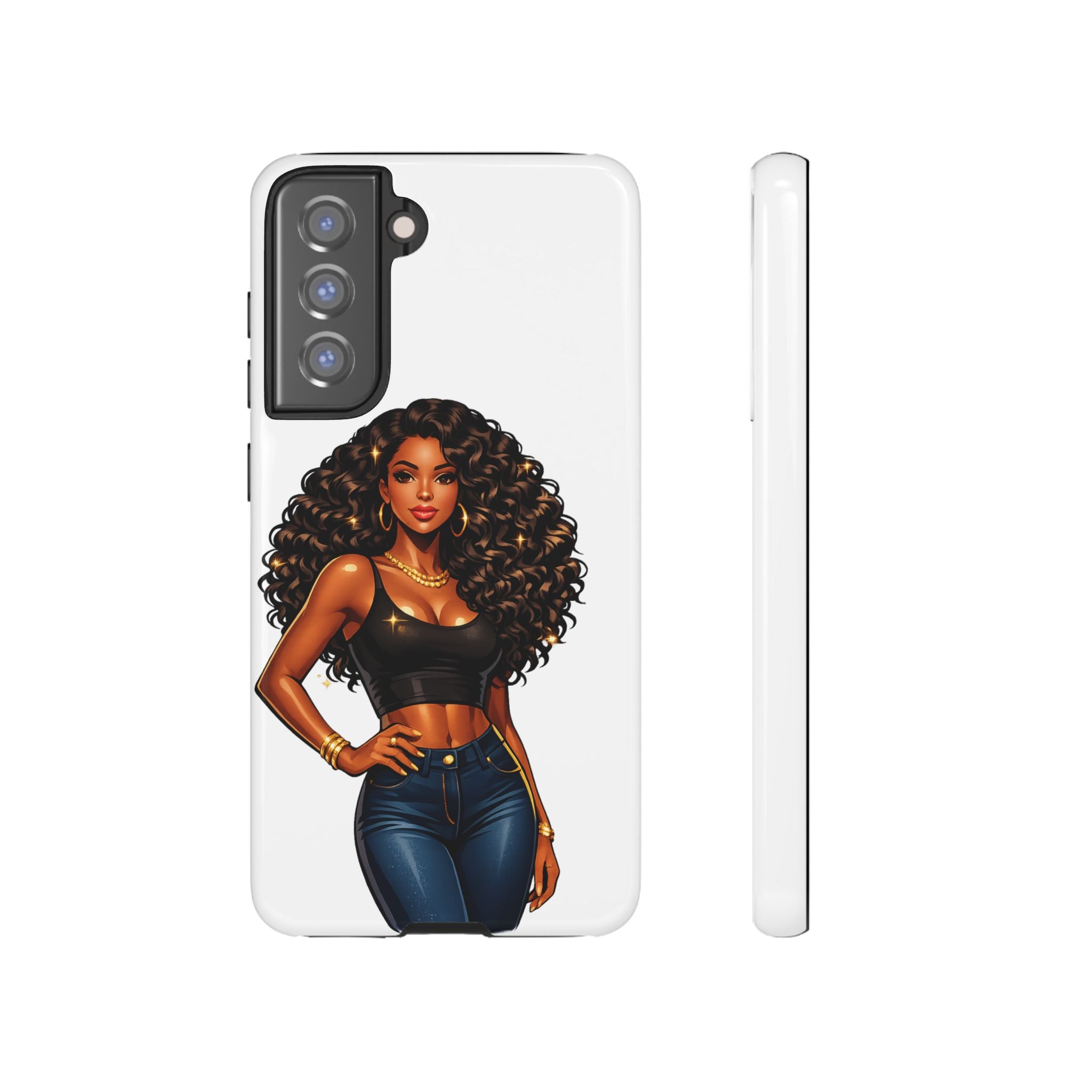 Pretty Rich Bitch by PRB Curly Hair Phone Case by Power Runs Black
