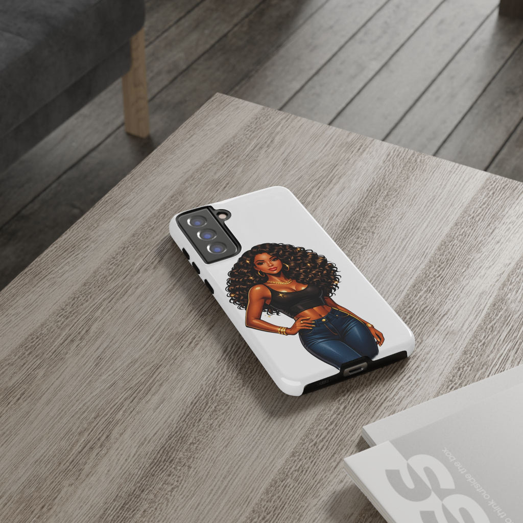 Pretty Rich Bitch by PRB Curly Hair Phone Case by Power Runs Black