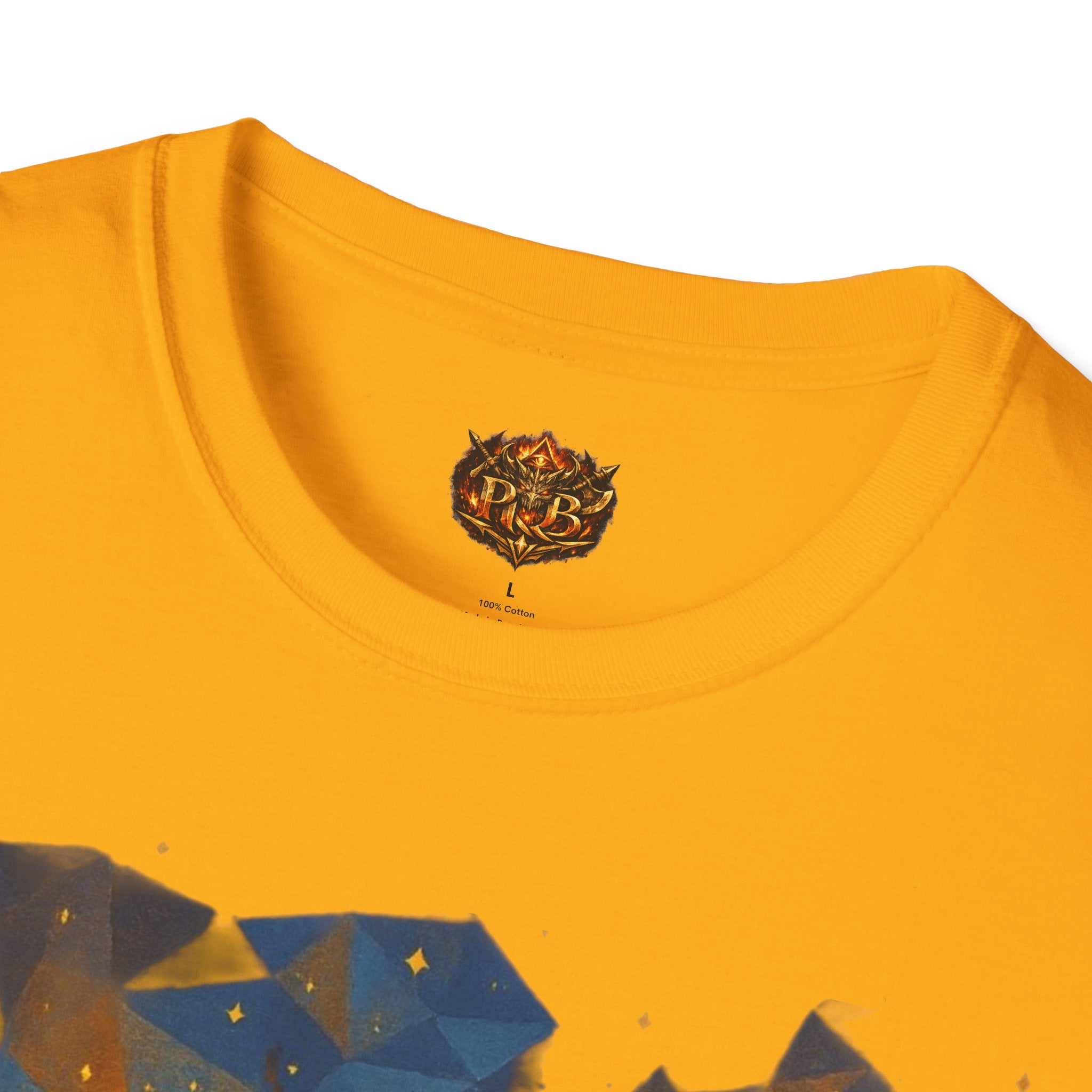 PRB Flame Silhouette Warrior T-Shirt | Fiery Geometric Backdrop by Power Runs Black
