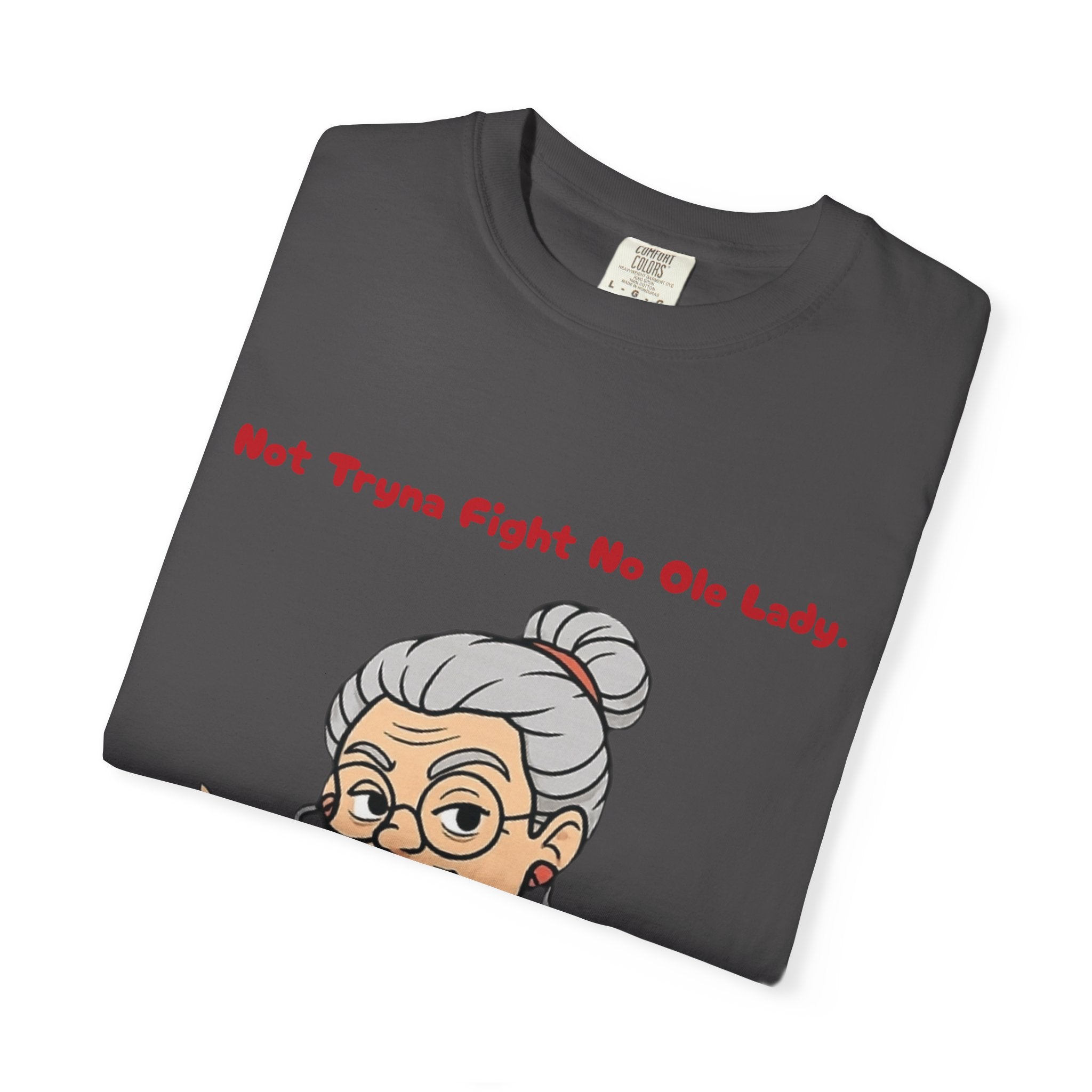 PRB Not Tryna Fight No Ole Lady T-shirt | Funny Grandma Graphic Tee by Power Runs Black