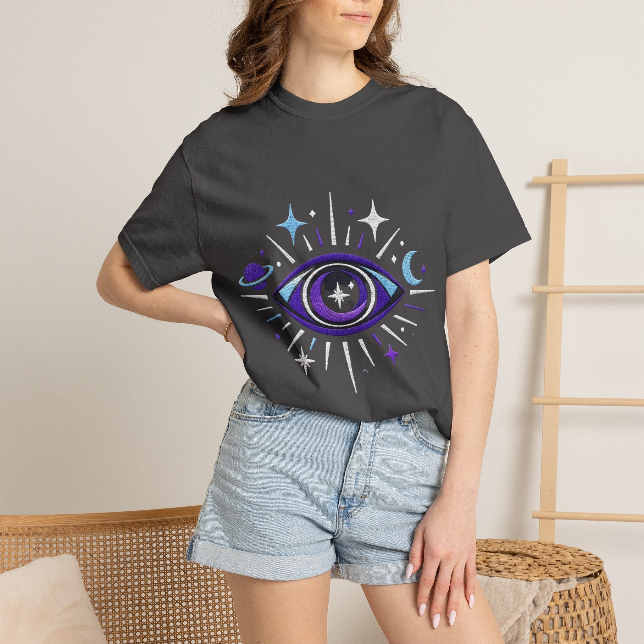 PRB Mystic All-Seeing Eye T-shirt | Cosmic Moon and Stars by Printify