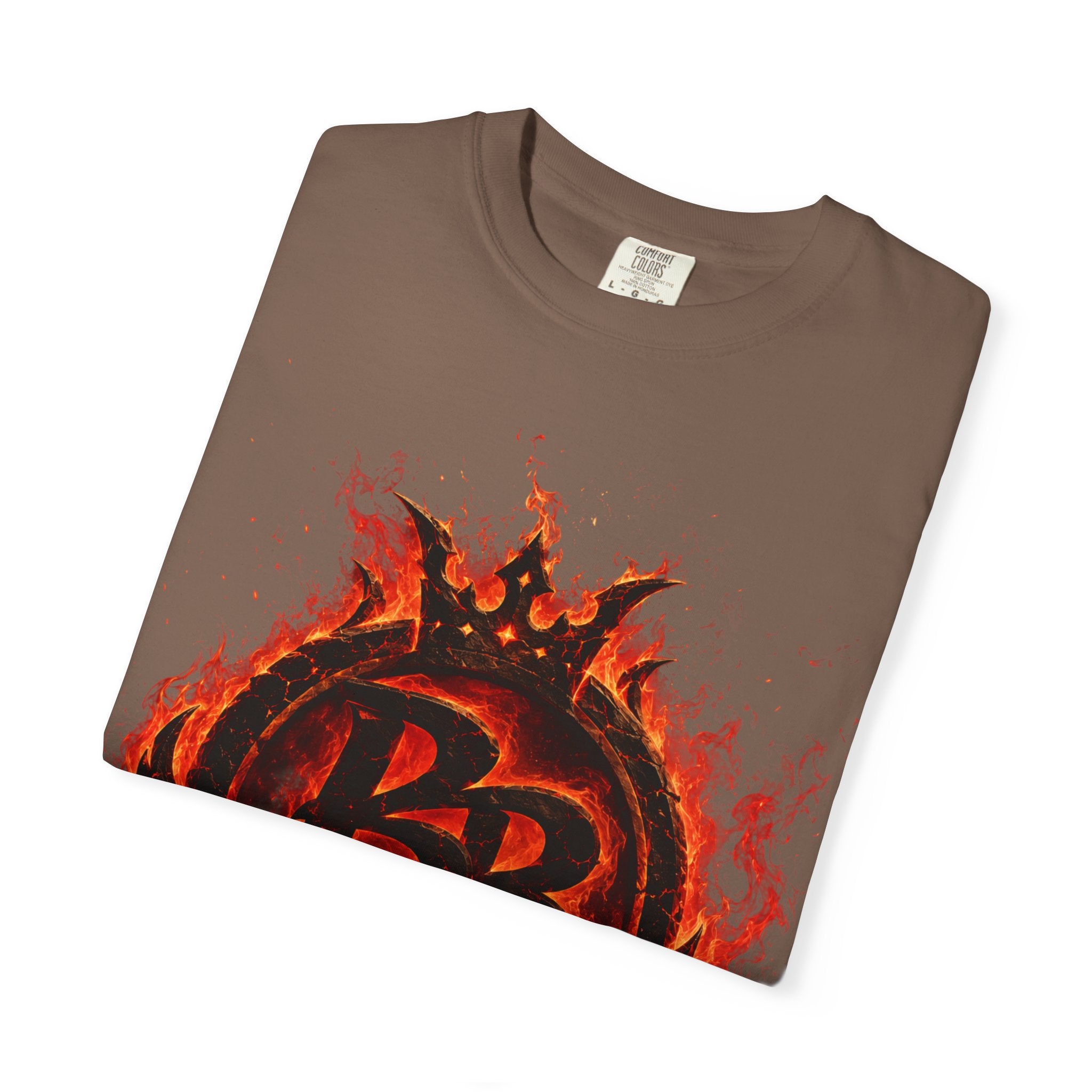 Power Runs Back PRB Flame Logo T-shirt | Fiery Emblem Tee, Grunge Rock Chic by Power Runs Black