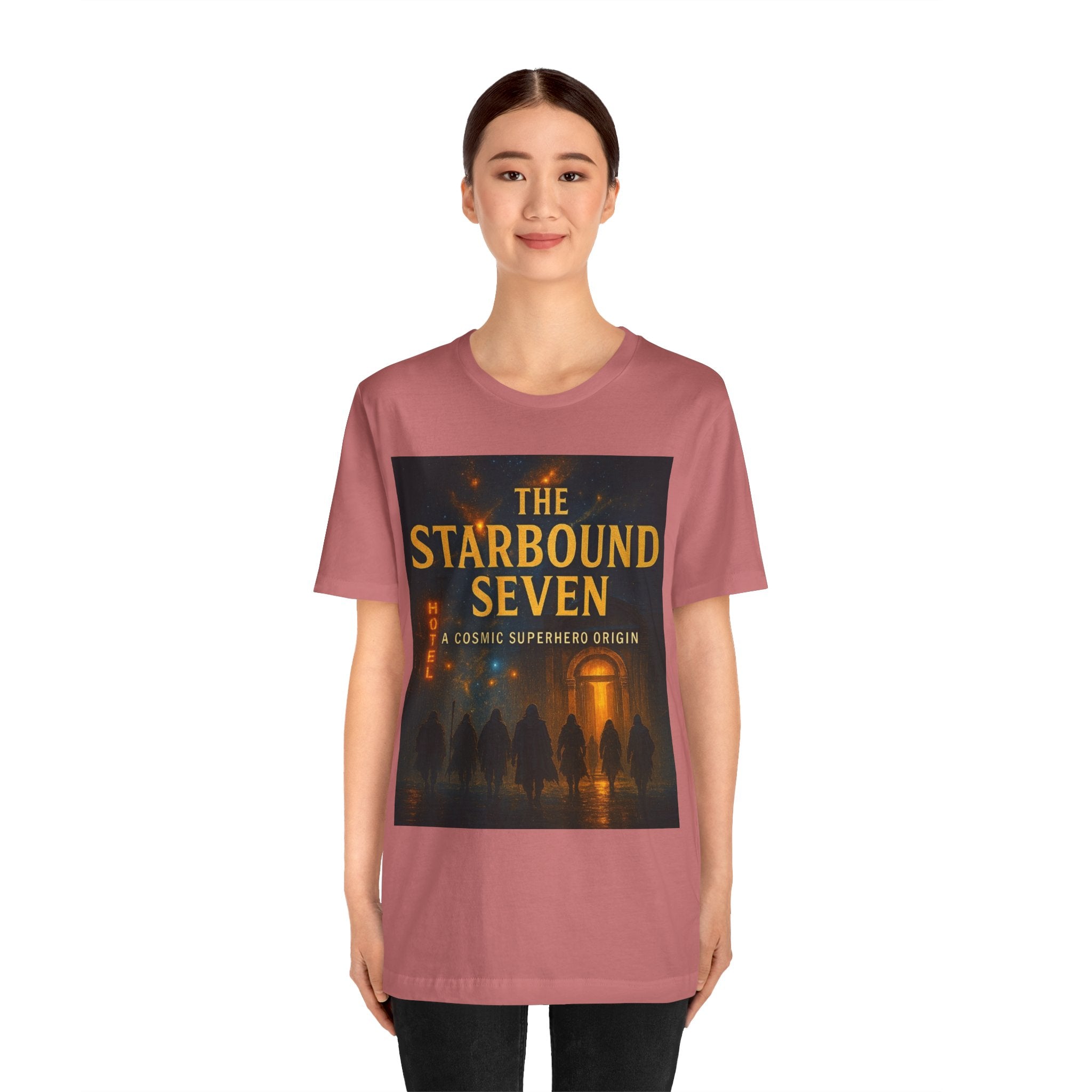 Power Runs Black PRB The Starbound Seven Tee – Retro Cosmic Superhero Poster Shirt by Power Runs Black