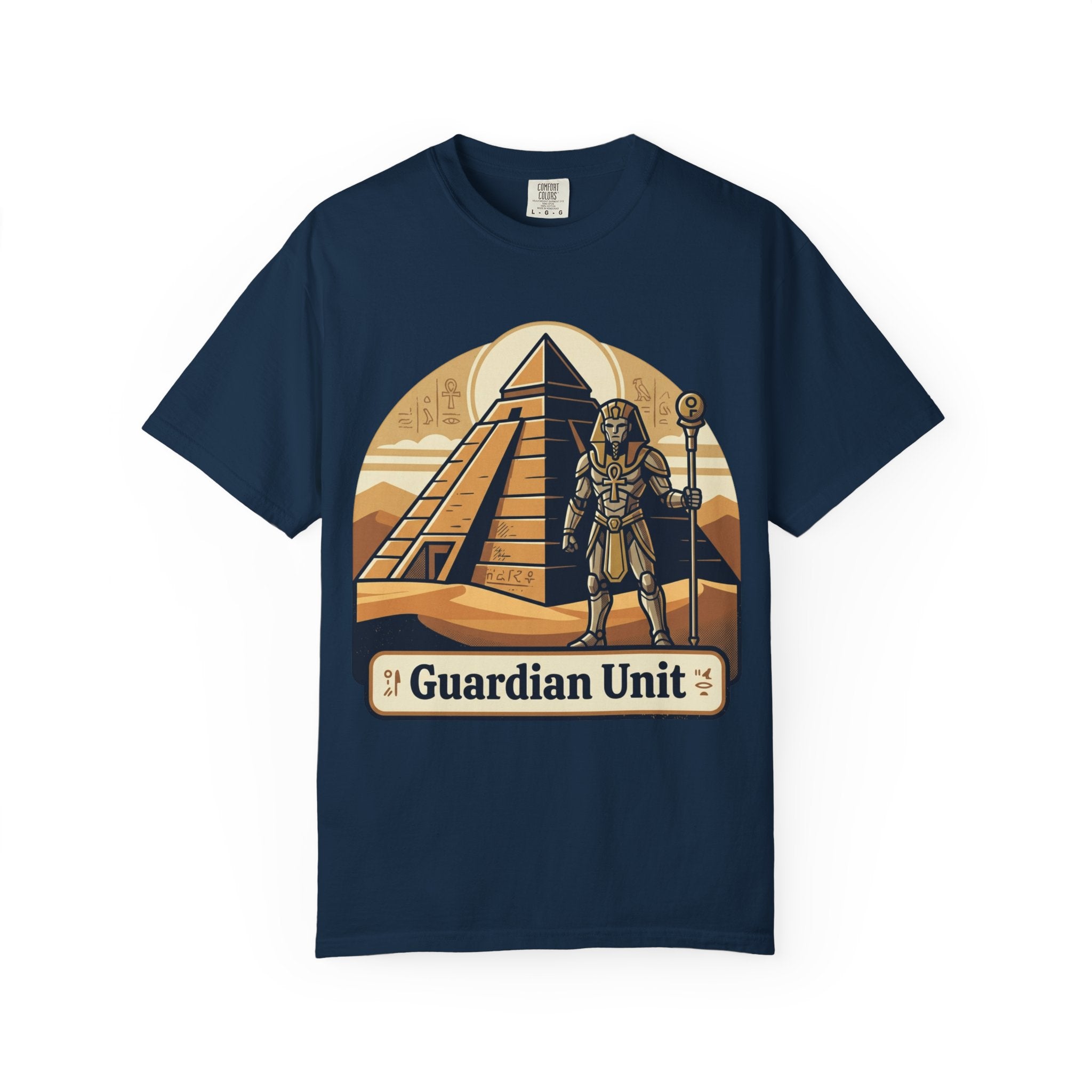 Power Runs Black PRB Guardian Unit T-Shirt — Egyptian Pyramid Sci‑Fi Graphic Tee by Power Runs Black