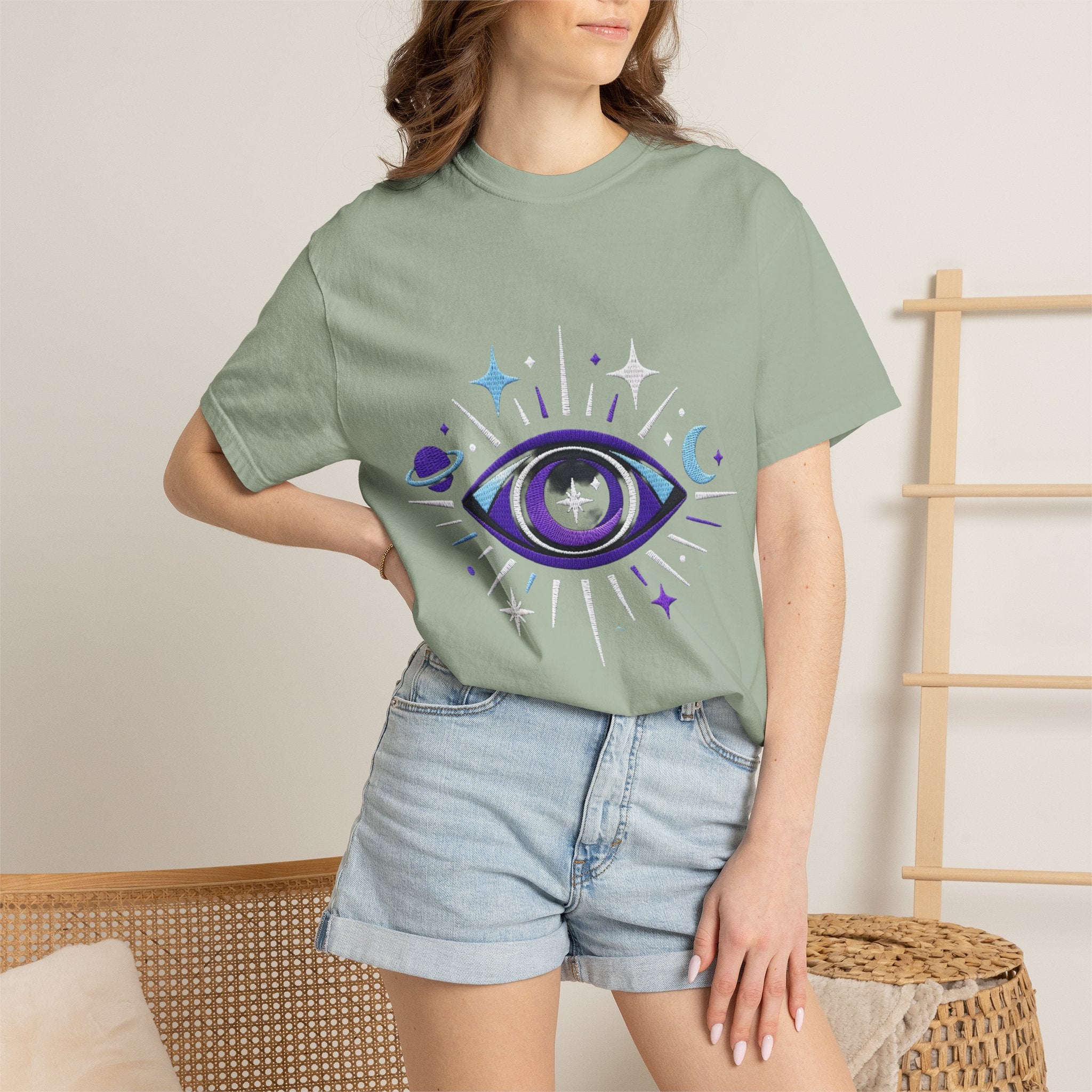 PRB Mystic All-Seeing Eye T-shirt | Cosmic Moon and Stars by Printify