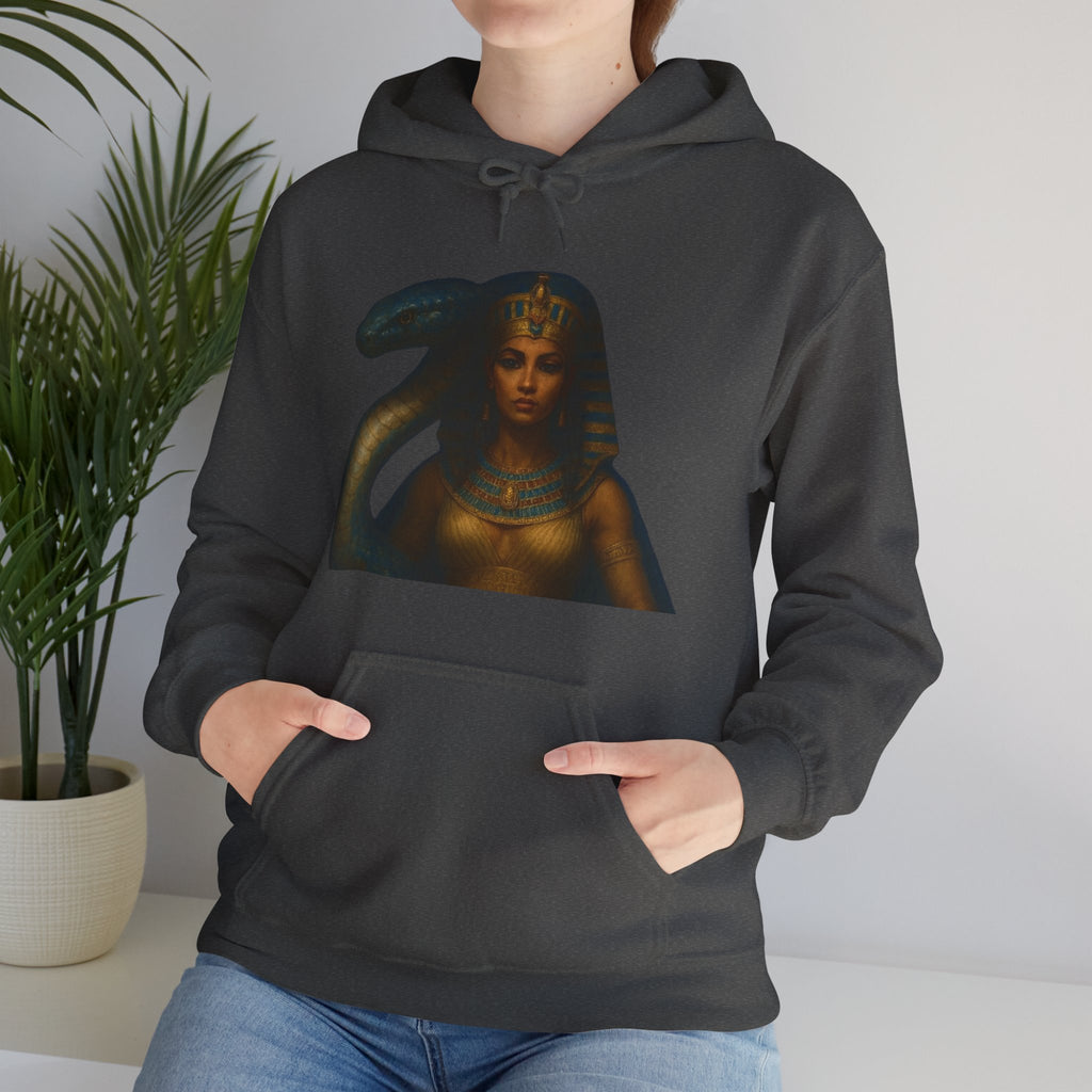 PRB Egyptian Goddess Portrait Hoodie | Serpent Headdress, Ancient Queen Art by Power Runs Black