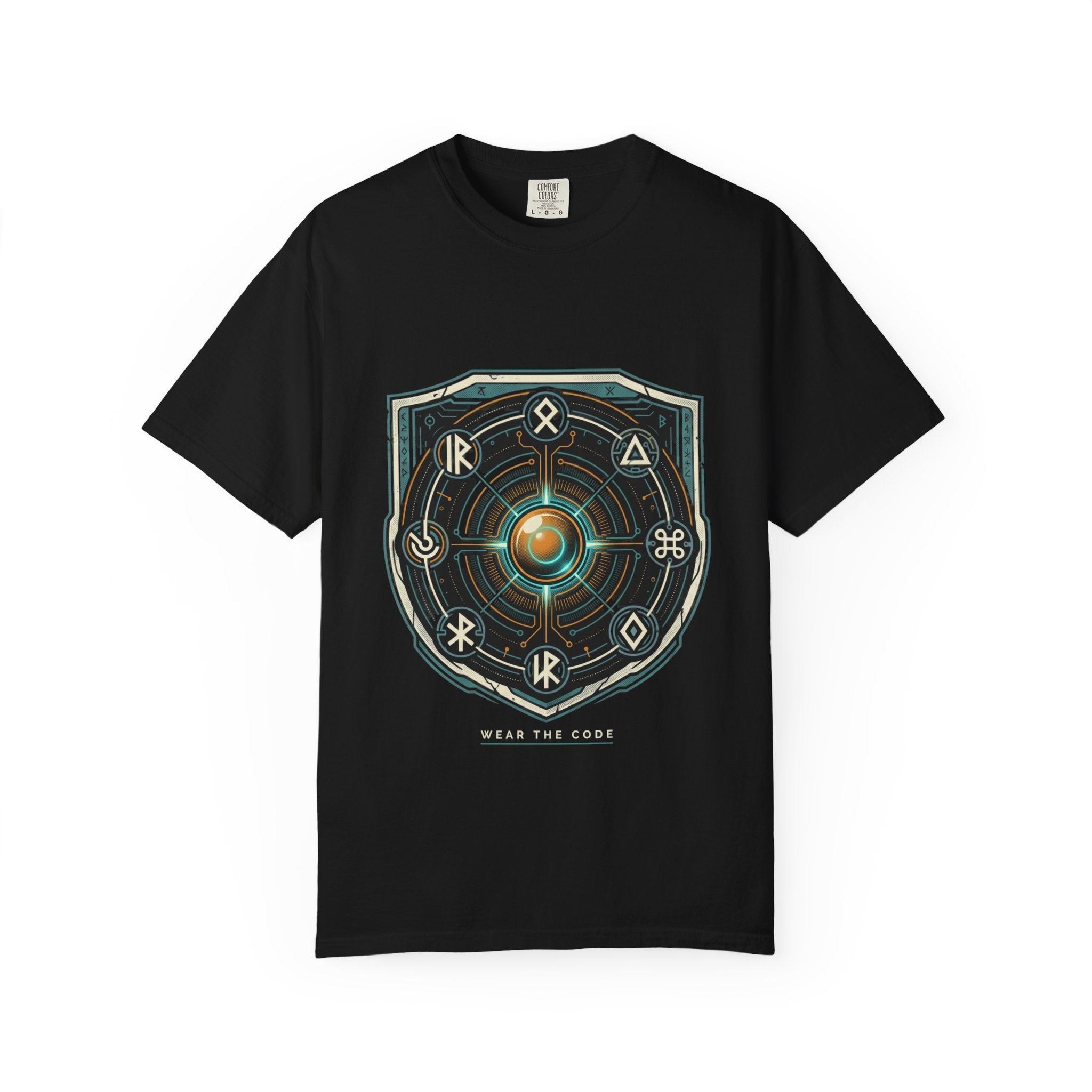 Power Runs Black PRB "Wear The Code" Mystic Shield T-Shirt — Geometric Sigil Graphic Tee by Power Runs Black